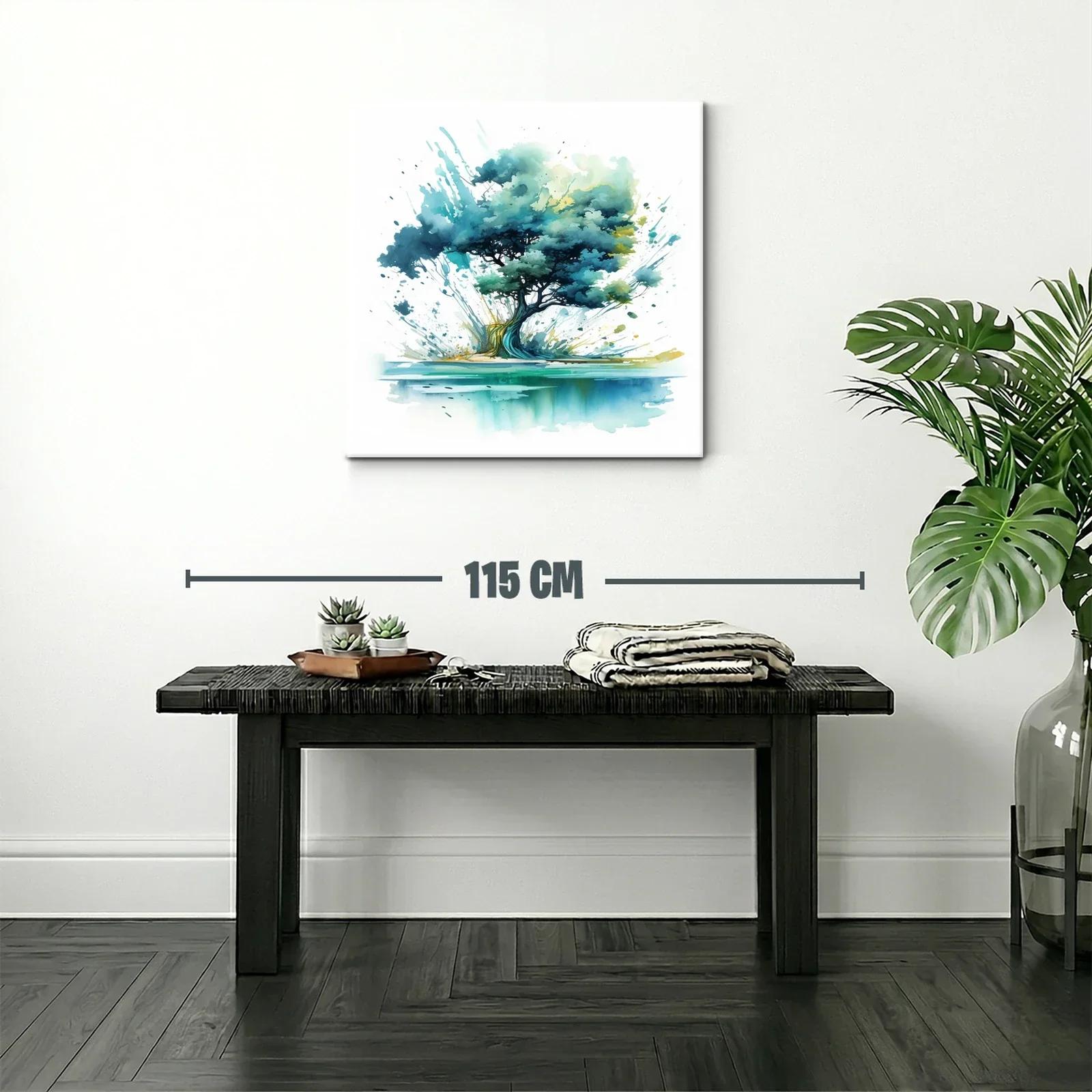 Árbol artístico con tonos azules y verdes vibrantes — miniatura 2