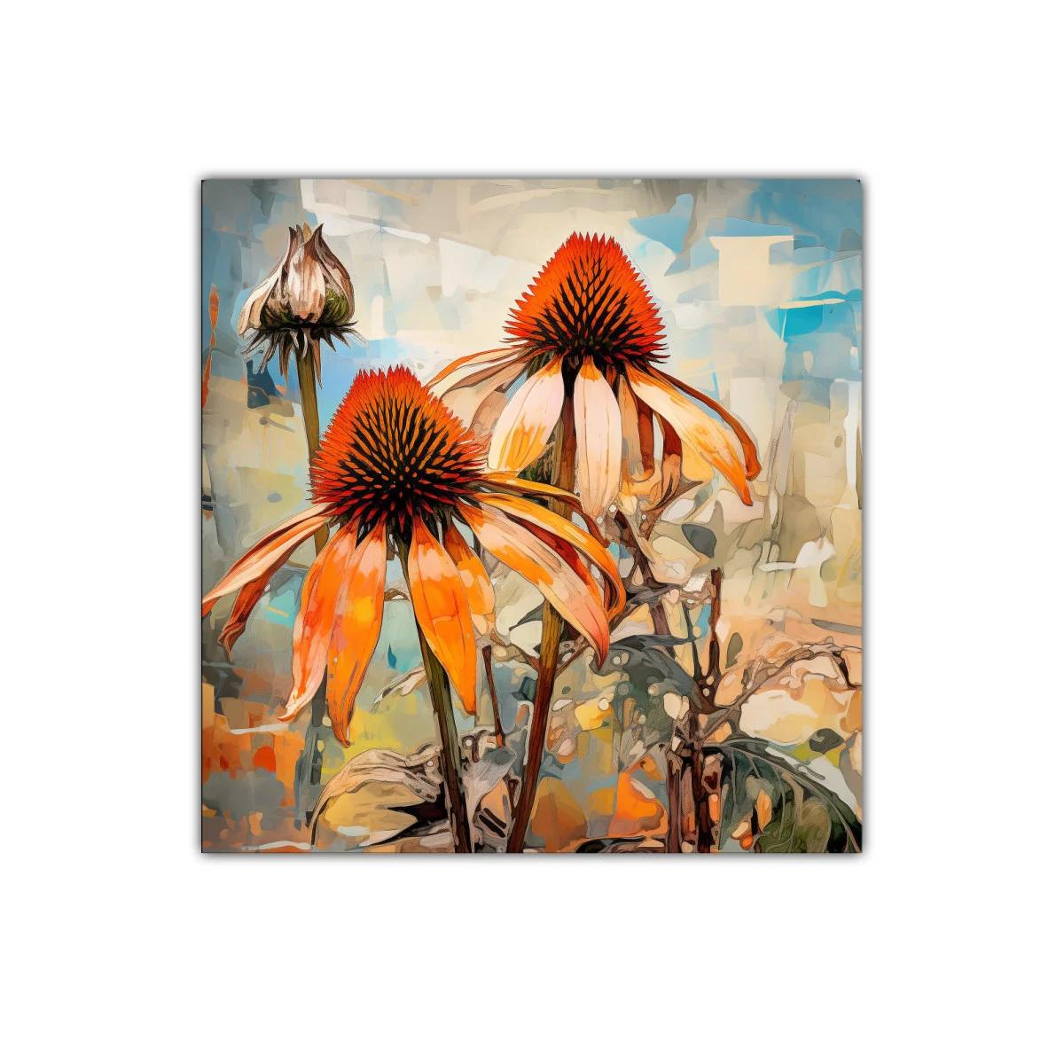 Cuadro decorativo con flores vibrantes y tonos cálidos — imagen principal