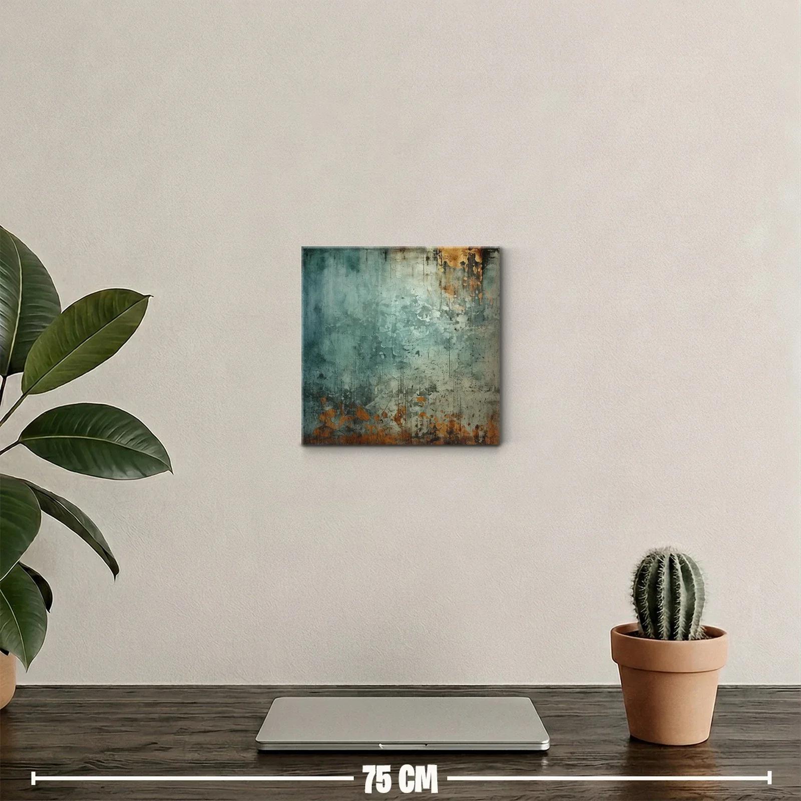 Cuadro decorativo con textura abstracta en tonos azules y óxido — miniatura 2