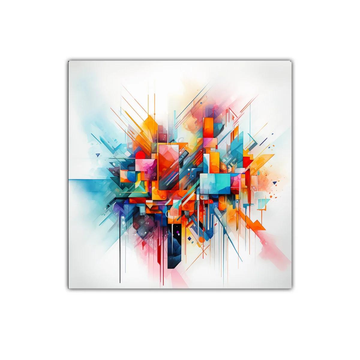 Cuadro abstracto en explosión de colores vibrantes y formas geométricas — imagen principal