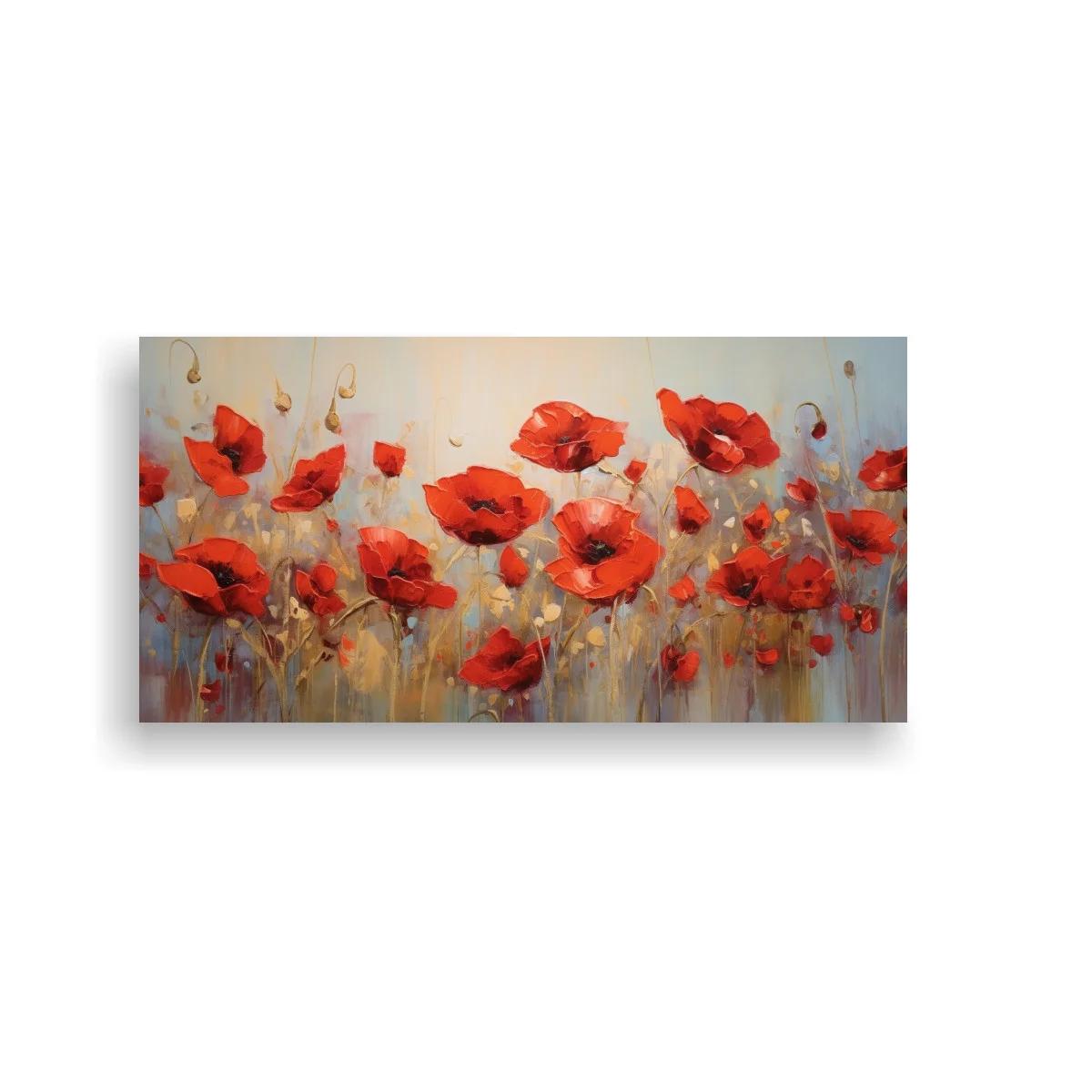 Cuadro amapolas rojas con fondo claro difuminado