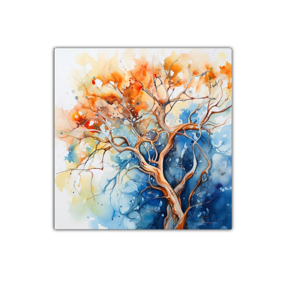 Árbol vibrante en tonos cálidos y fríos contrastantes — imagen principal