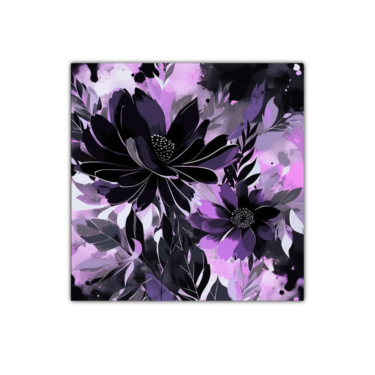 Flores Negras y Moradas en Composición Abstracta — imagen principal