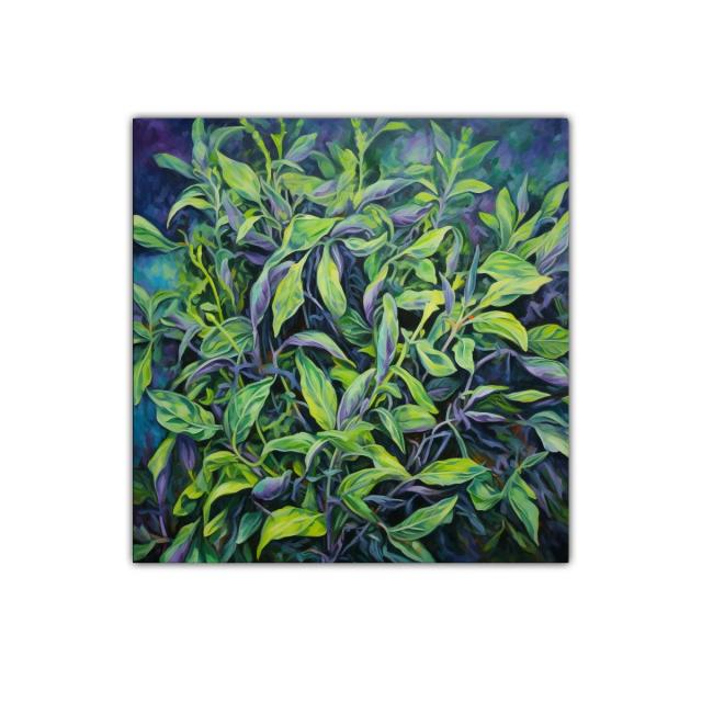 Cuadro decorativo con motivo de hojas verdes vibrantes