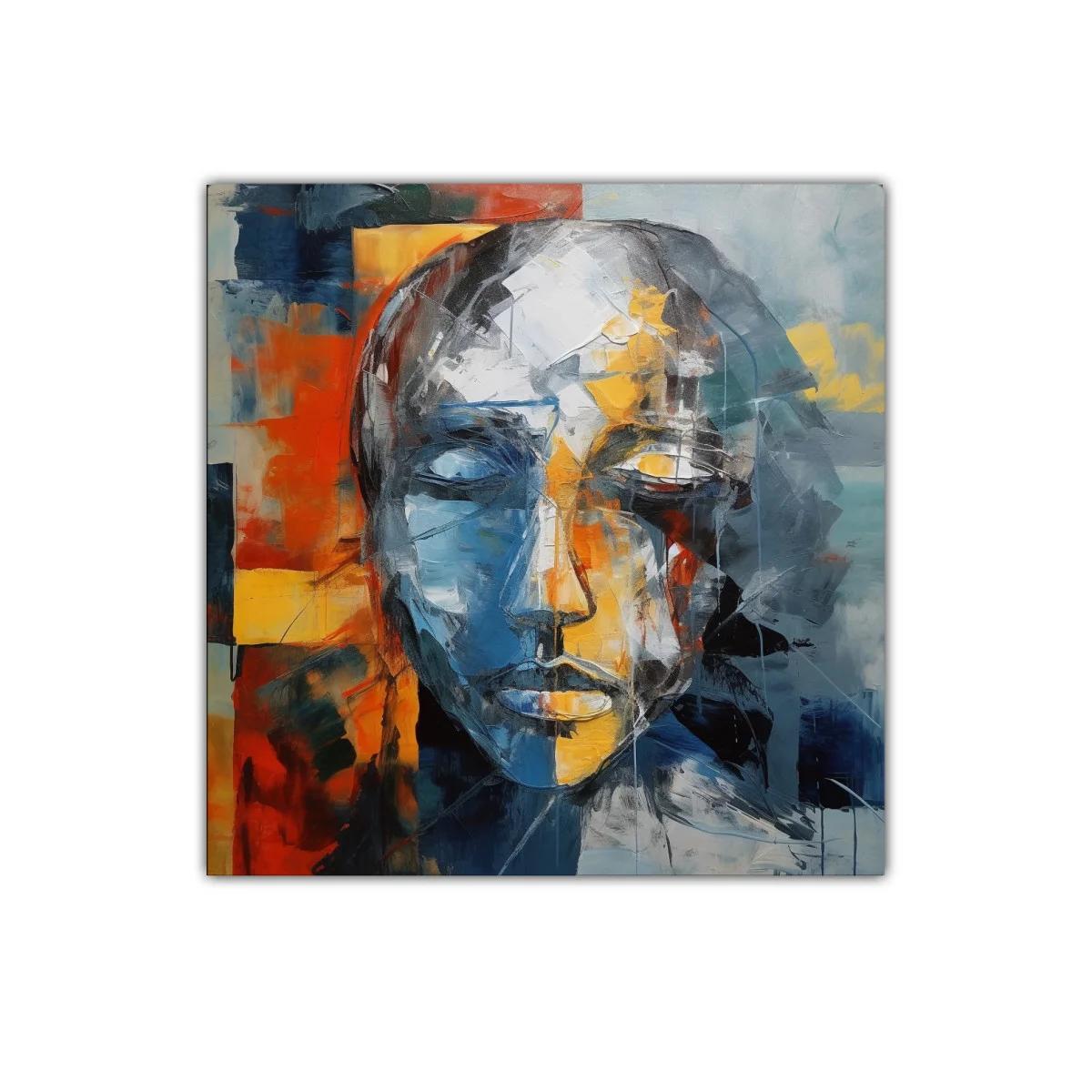 Rostro abstracto en tonos cálidos y fríos