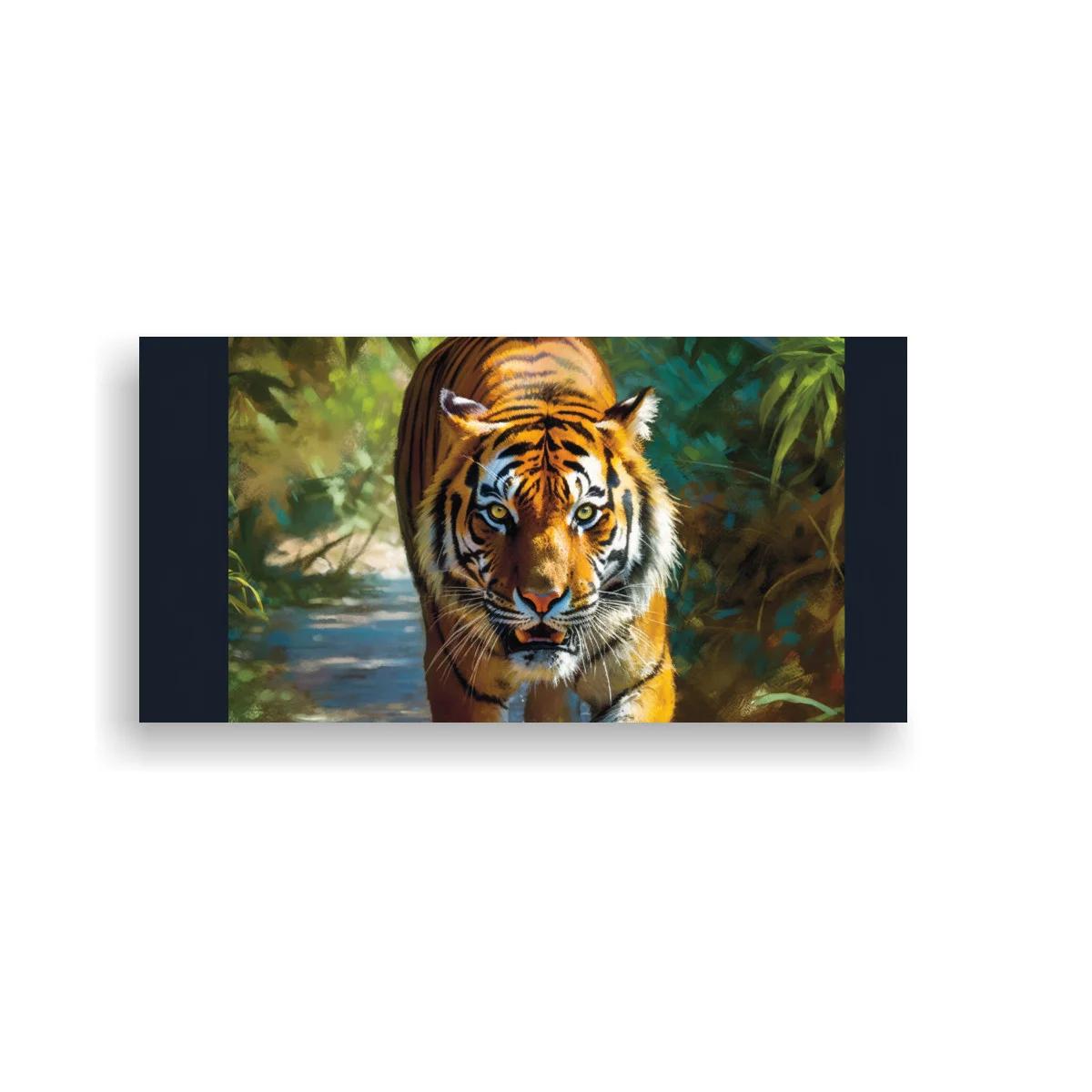 Cuadro tigre de frente entre vegetación densa