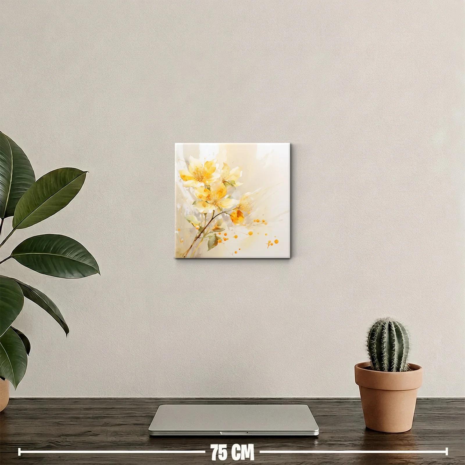 Cuadro decorativo flores amarillas con delicados detalles — miniatura 2