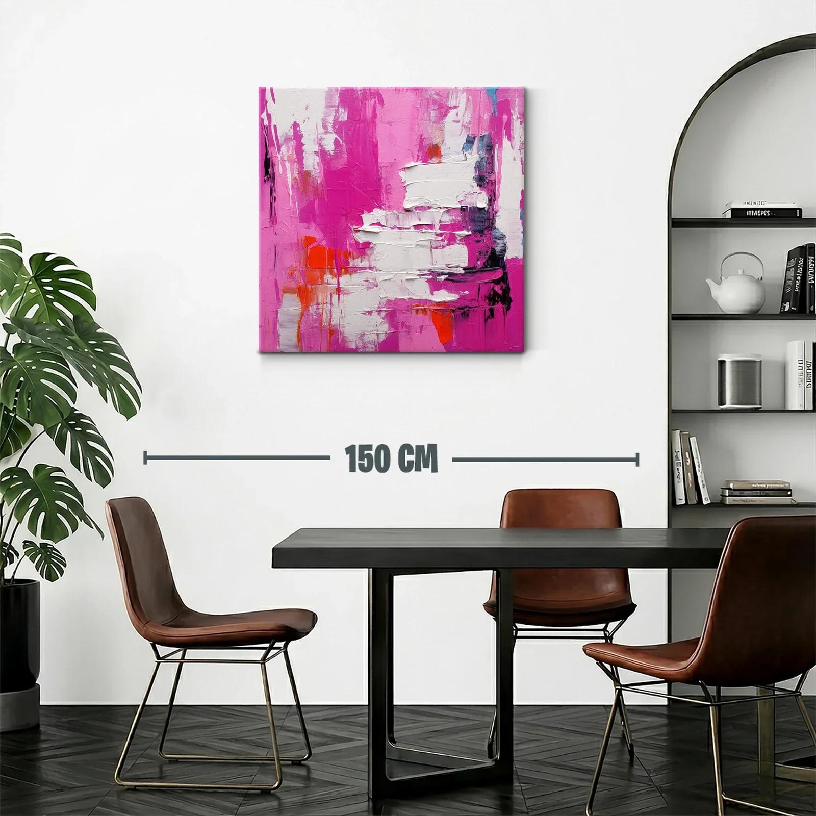 Cuadro abstracto con alto impacto en rosas y blanco — miniatura 2