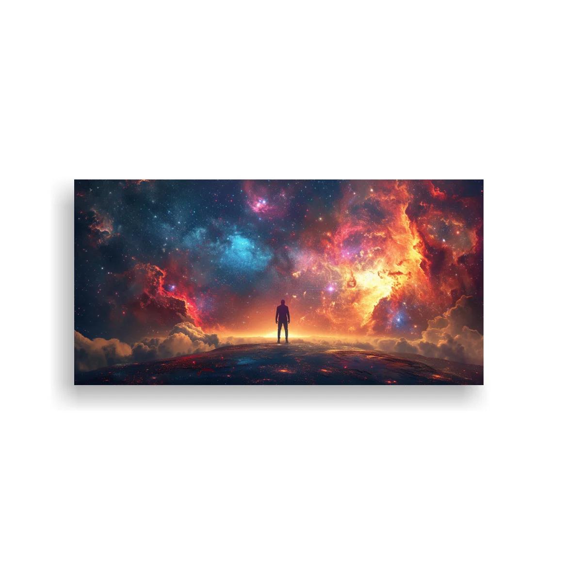 Cuadro silueta ante nebulosa con horizonte brillante — imagen principal