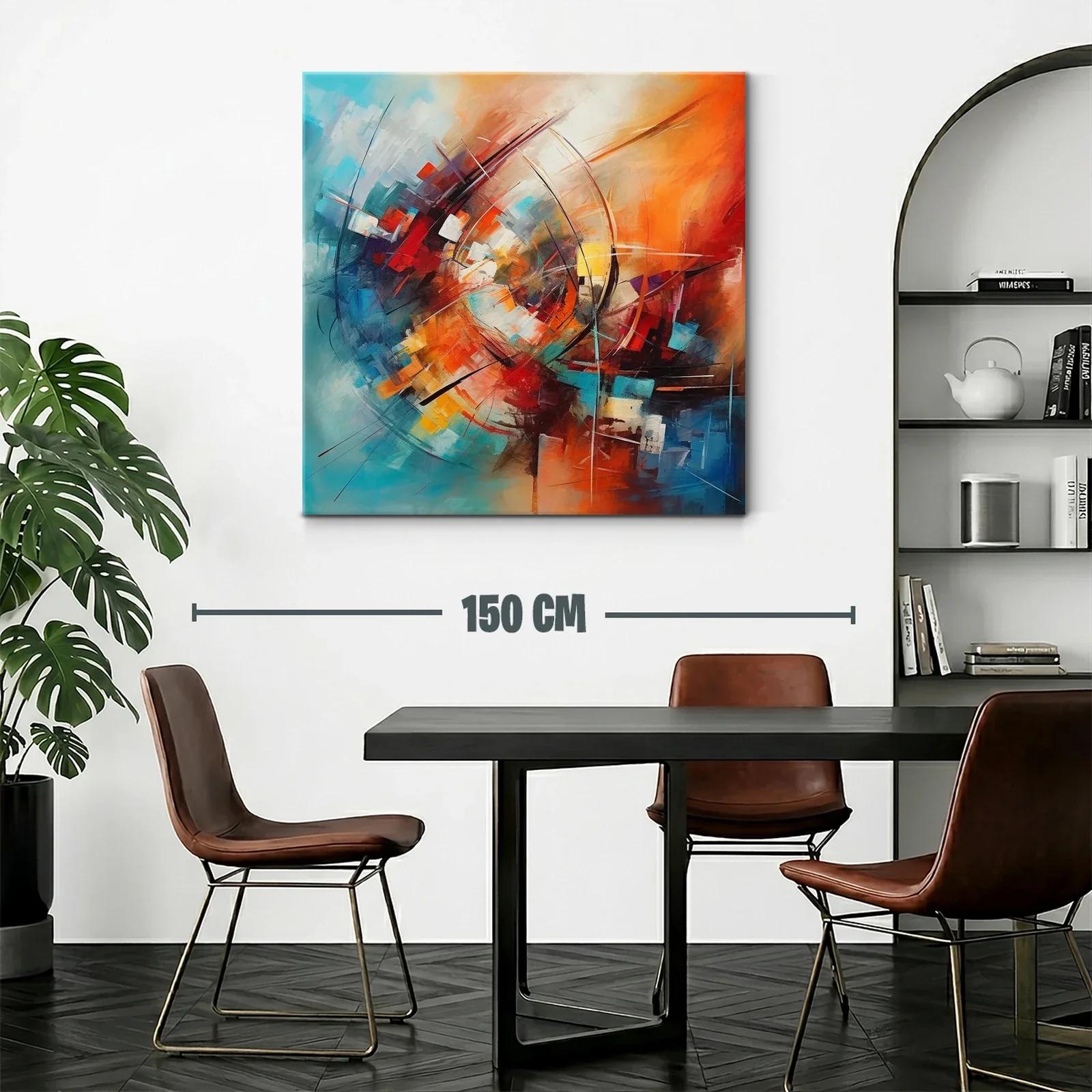 Cuadro abstracto en tonos vibrantes y formas dinámicas — miniatura 2