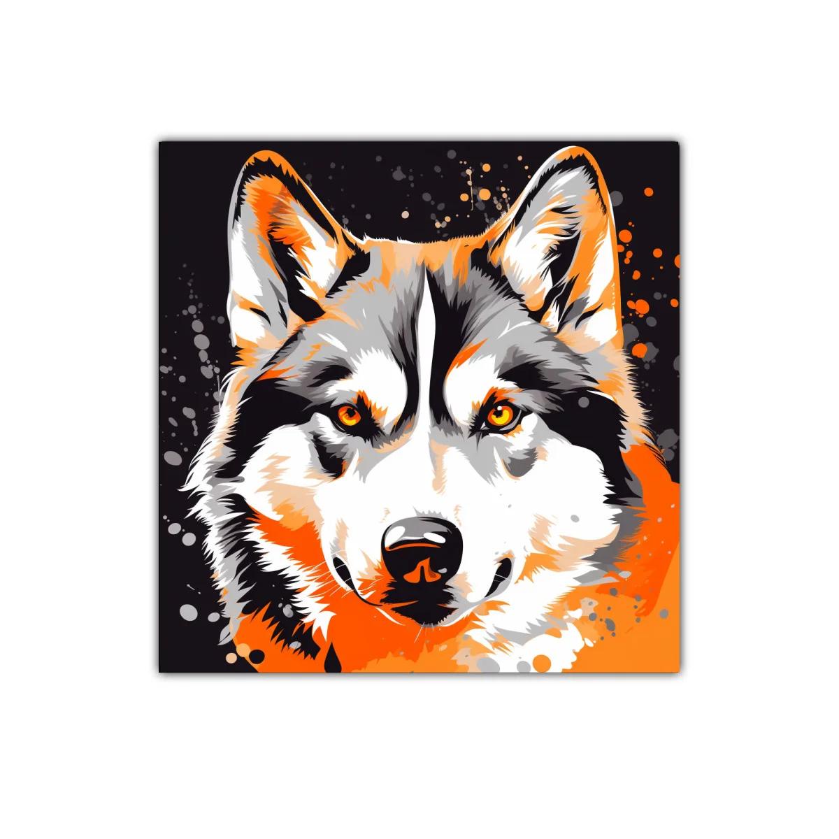 Retrato vibrante de lobo con tonos cálidos y energía dinámica — imagen principal