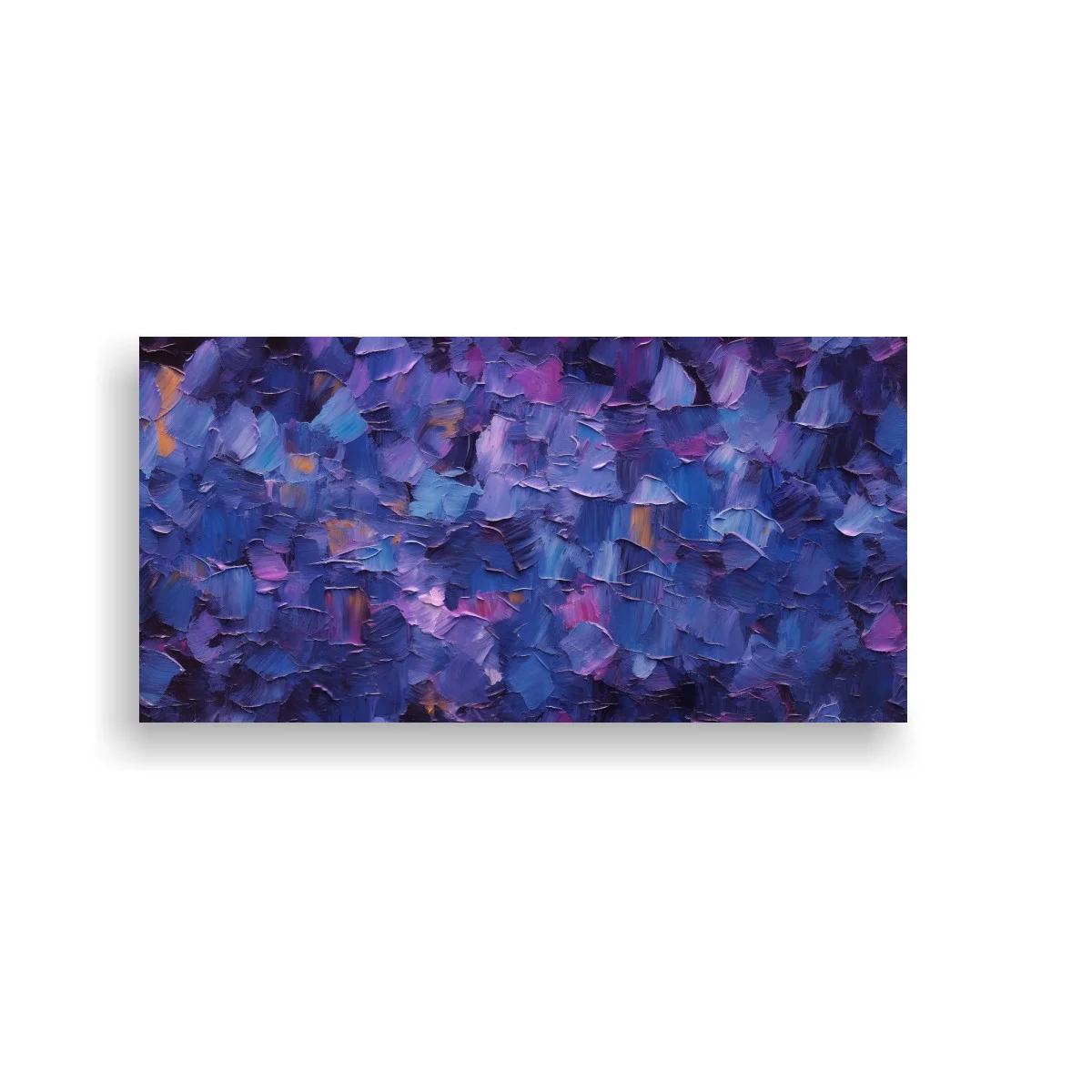Cuadro abstracto en azul y violeta con pinceladas densas — imagen principal