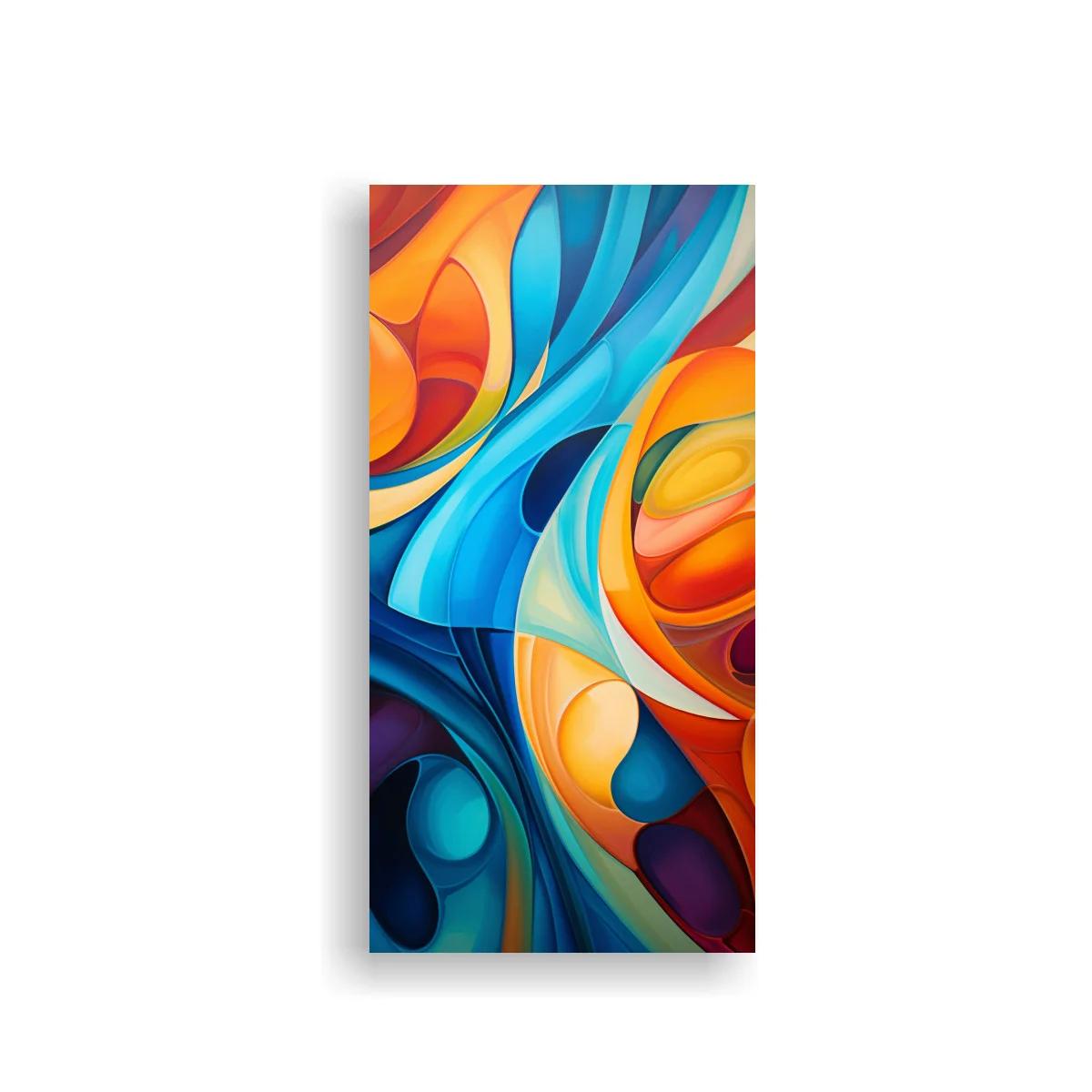 Cuadro formas abstractas onduladas en turquesa y coral — imagen principal