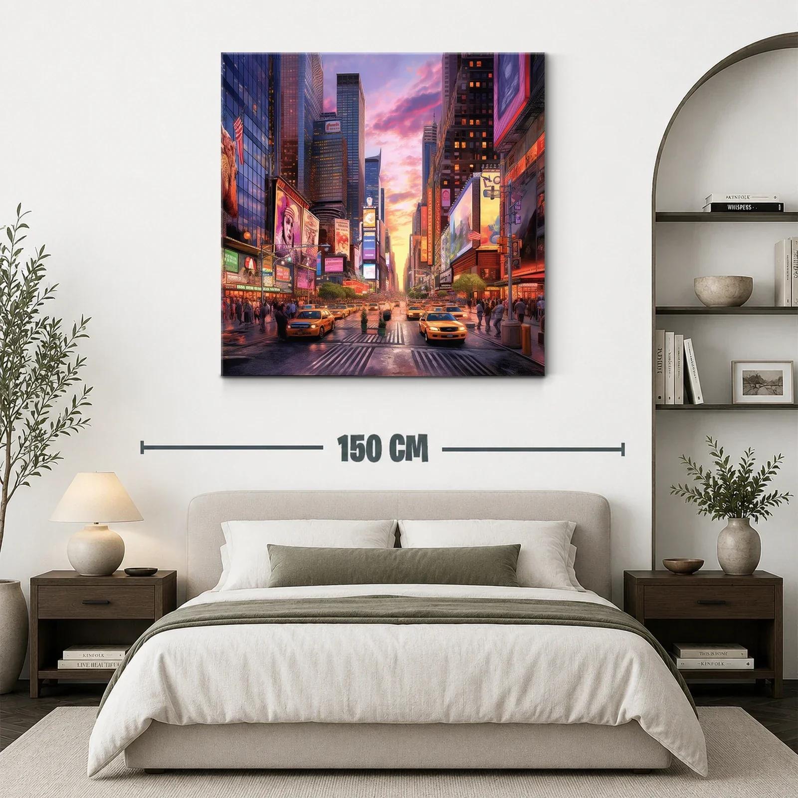 Atardecer vibrante en la ciudad con taxis amarillos — miniatura 3