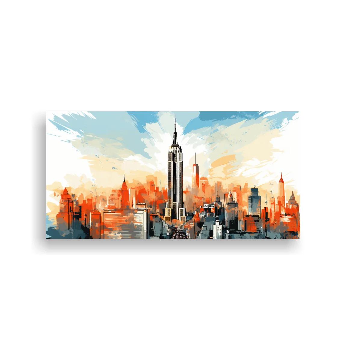 Cuadro skyline de Nueva York con salpicaduras de color