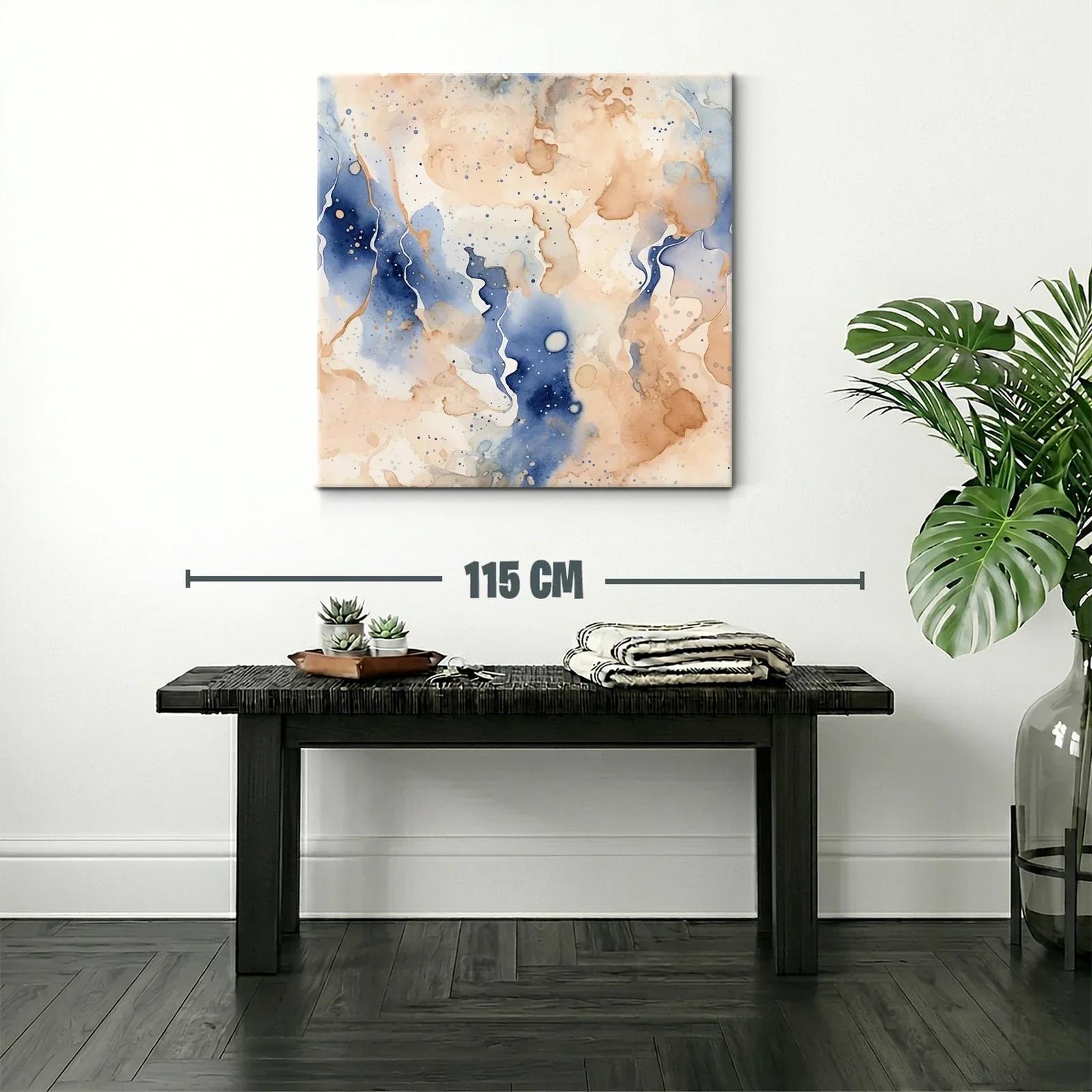 Cuadro abstracto en tonos azules y beige para ambientes modernos — miniatura 2