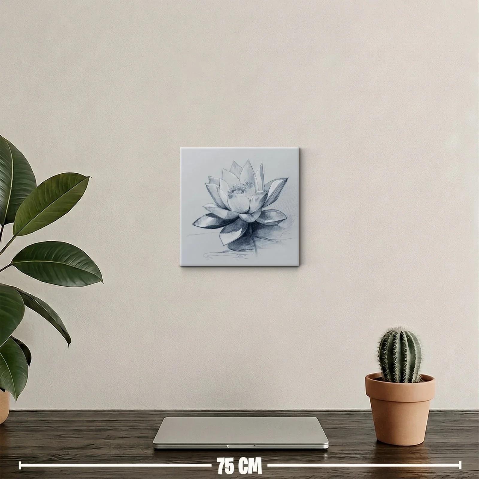 Flor de loto en delicado dibujo monocromo elegante — miniatura 2