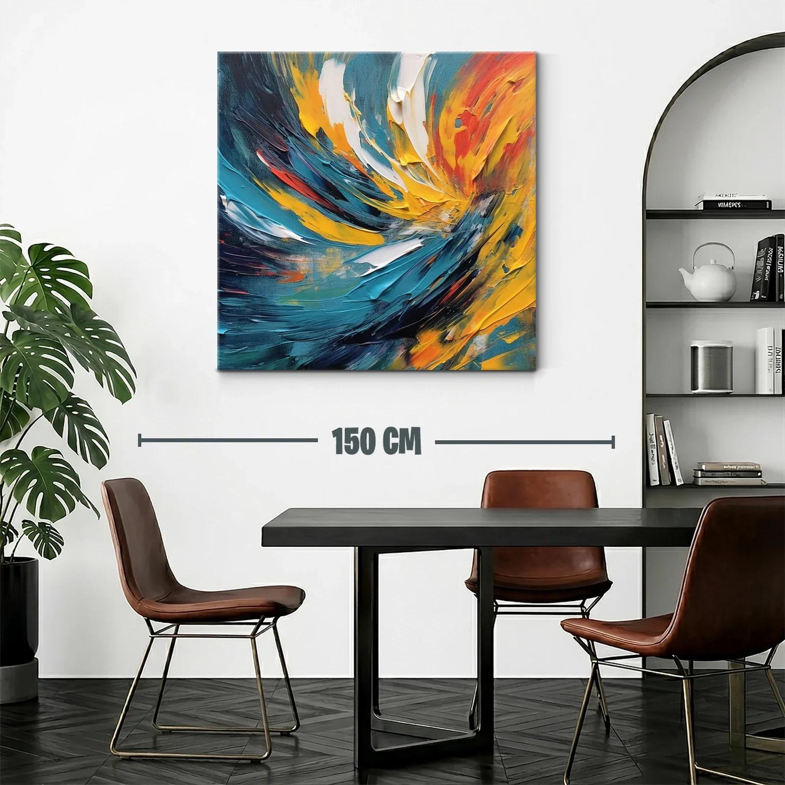 Cuadro abstracto con energéticos toques amarillos y azules — miniatura 2