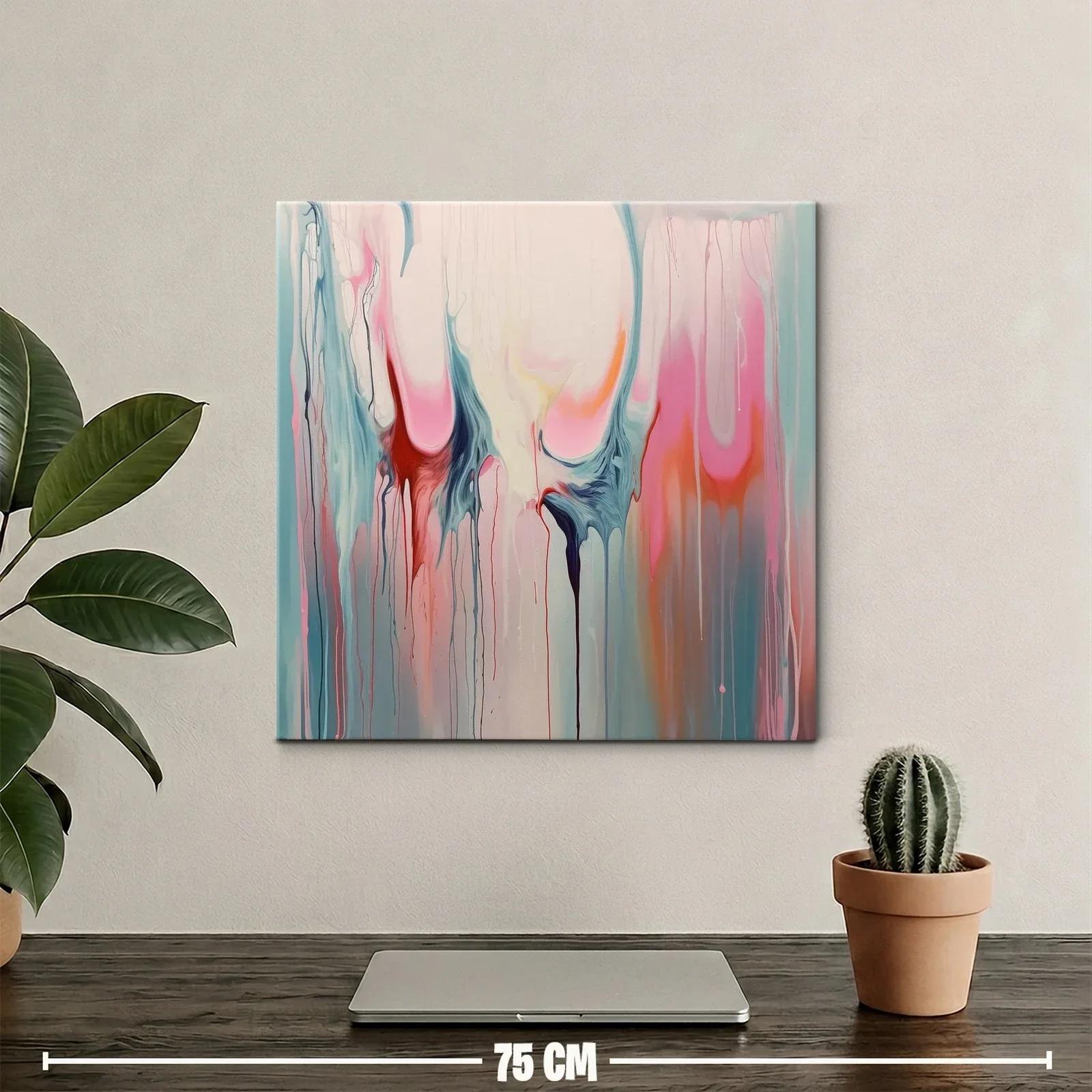 Cuadro abstracto con formas fluidas en tonos pastel y vibrantes — miniatura 2