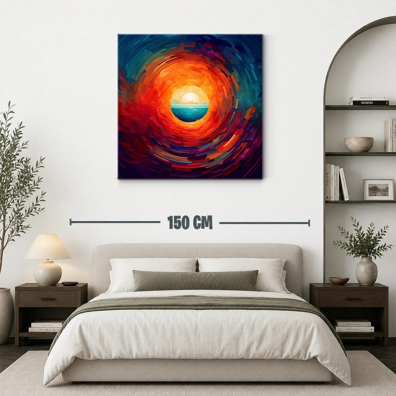 Círculo de fuego con horizonte y mar en tonos vibrantes — miniatura 3