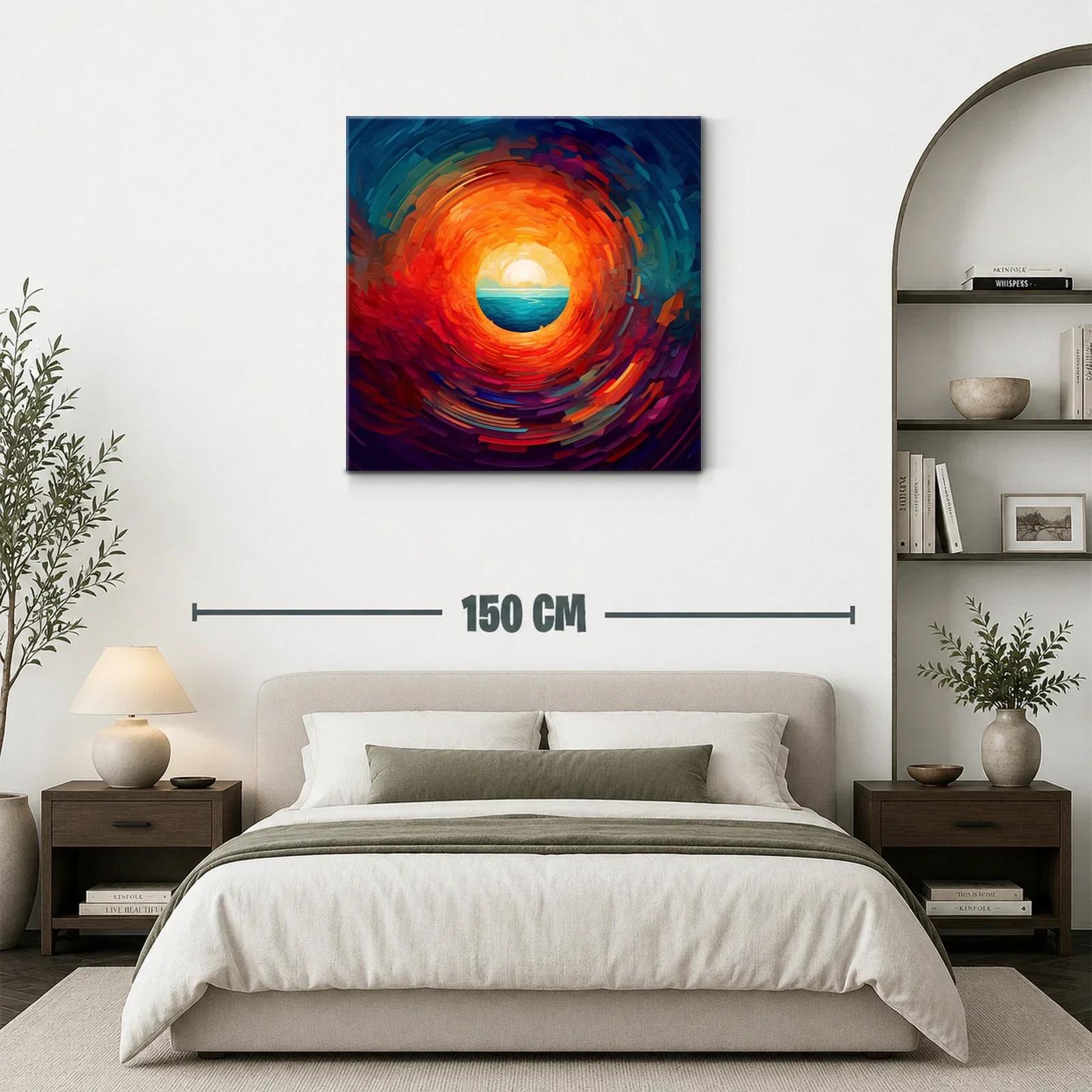 Círculo de fuego con horizonte y mar en tonos vibrantes — miniatura 3