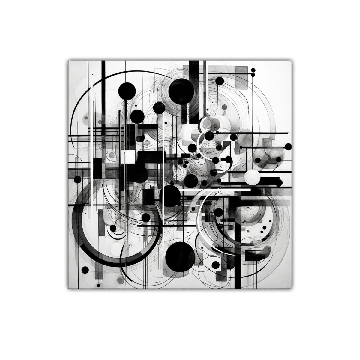 Composición abstracta en blanco y negro con formas geométricas