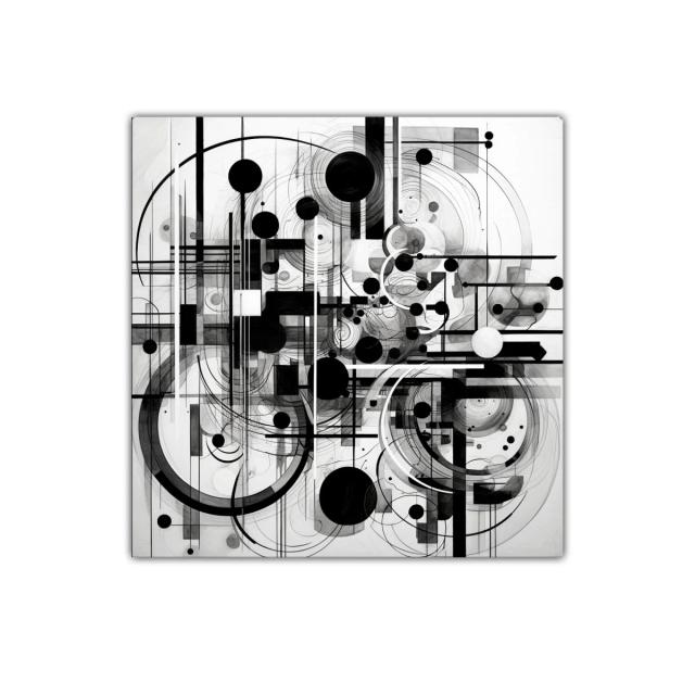 Composición abstracta en blanco y negro con formas geométricas