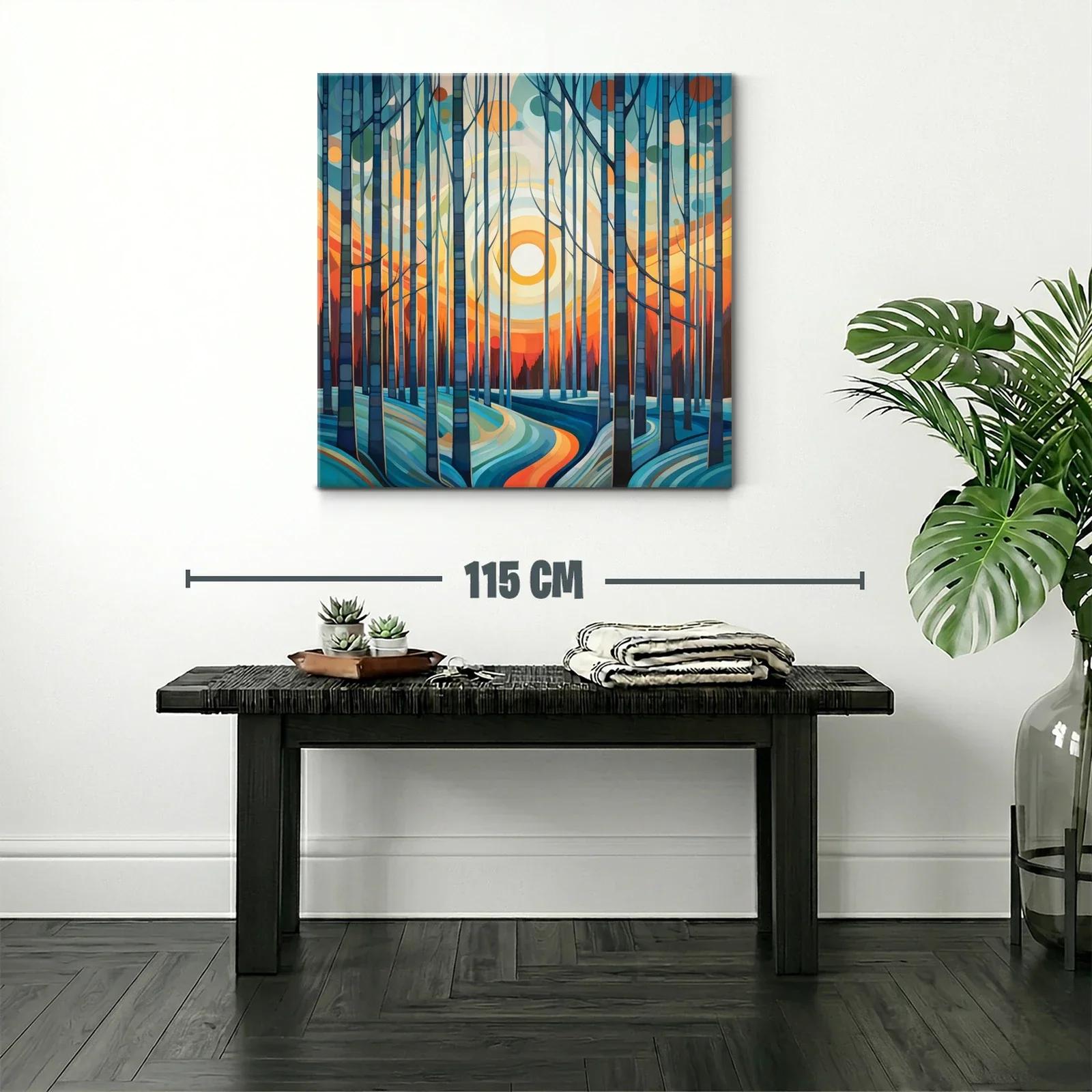 Paisaje forestal abstracto con luz cálida al amanecer — miniatura 2