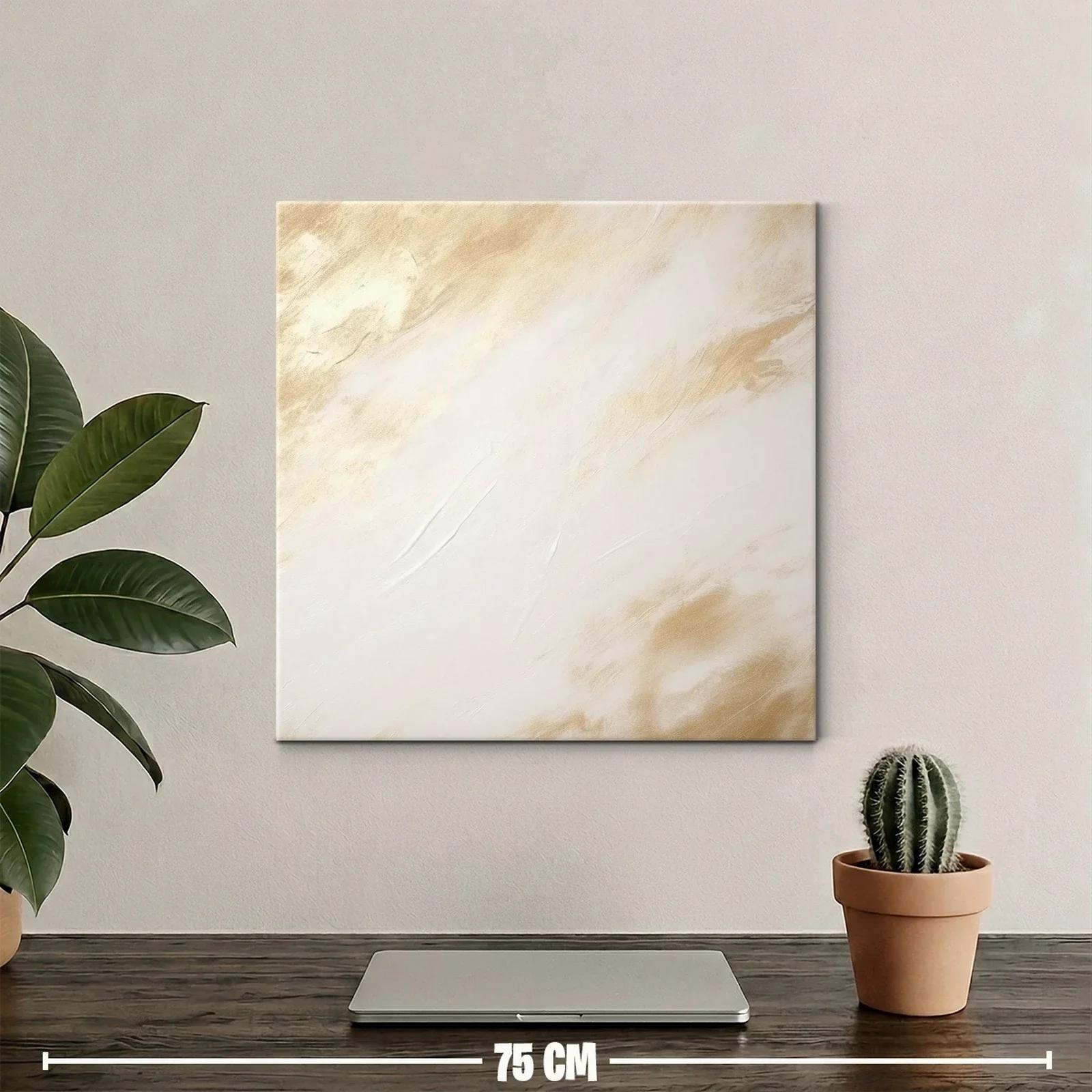 Cuadro abstracto en tonos beige y crema cálidos — miniatura 2
