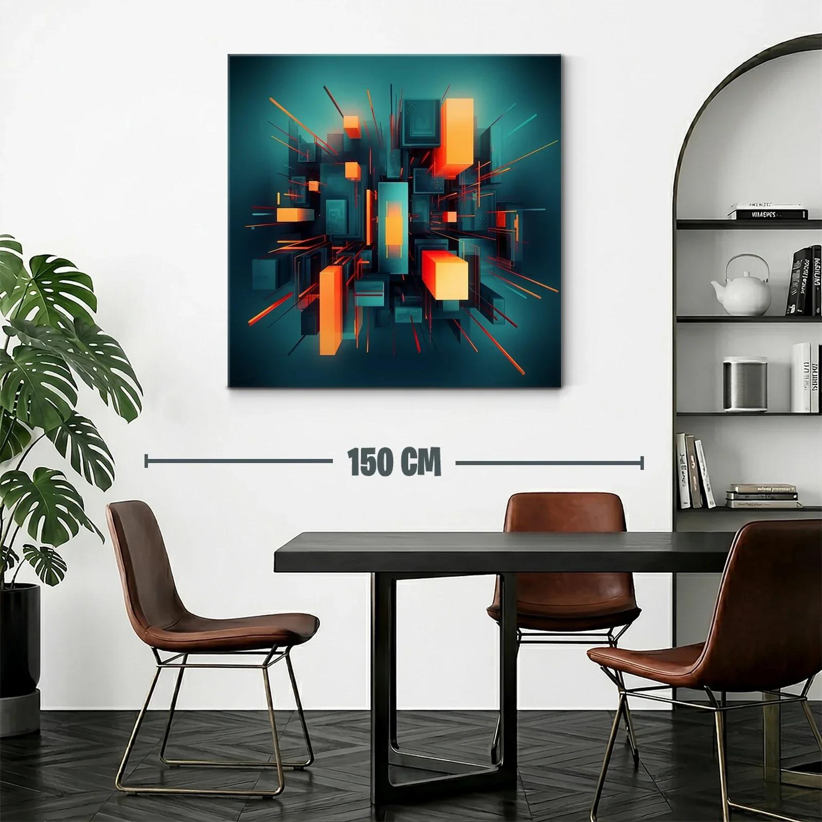 Composición geométrica vibrante en tonos azul y naranja — miniatura 2