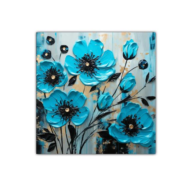 Flores azules con toques dorados para ambientes modernos