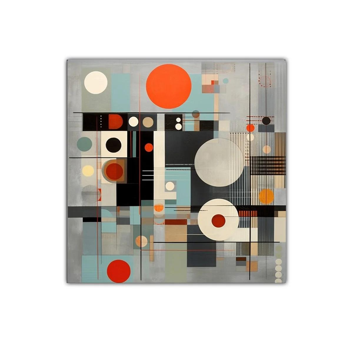 Composición geométrica con círculos y líneas en tonos apagados — imagen principal