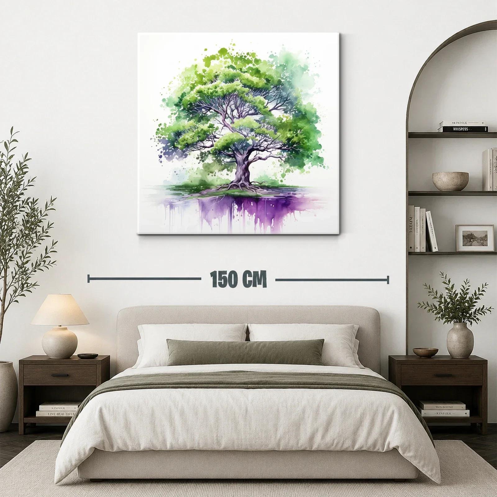 Árbol vibrante con reflejo en tonos verdes y púrpuras — miniatura 3