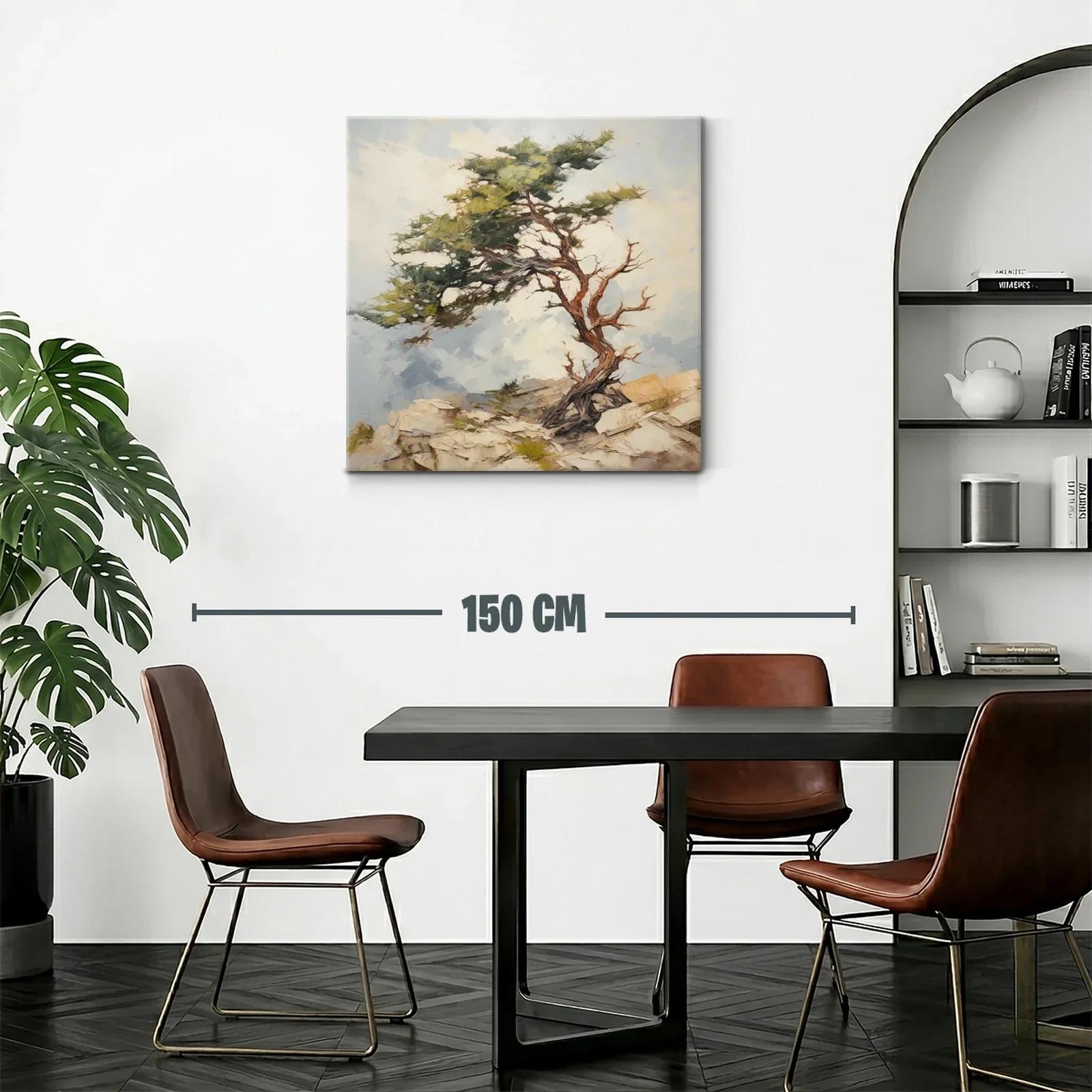 Árbol solitario sobre rocas con cielo despejado — miniatura 2