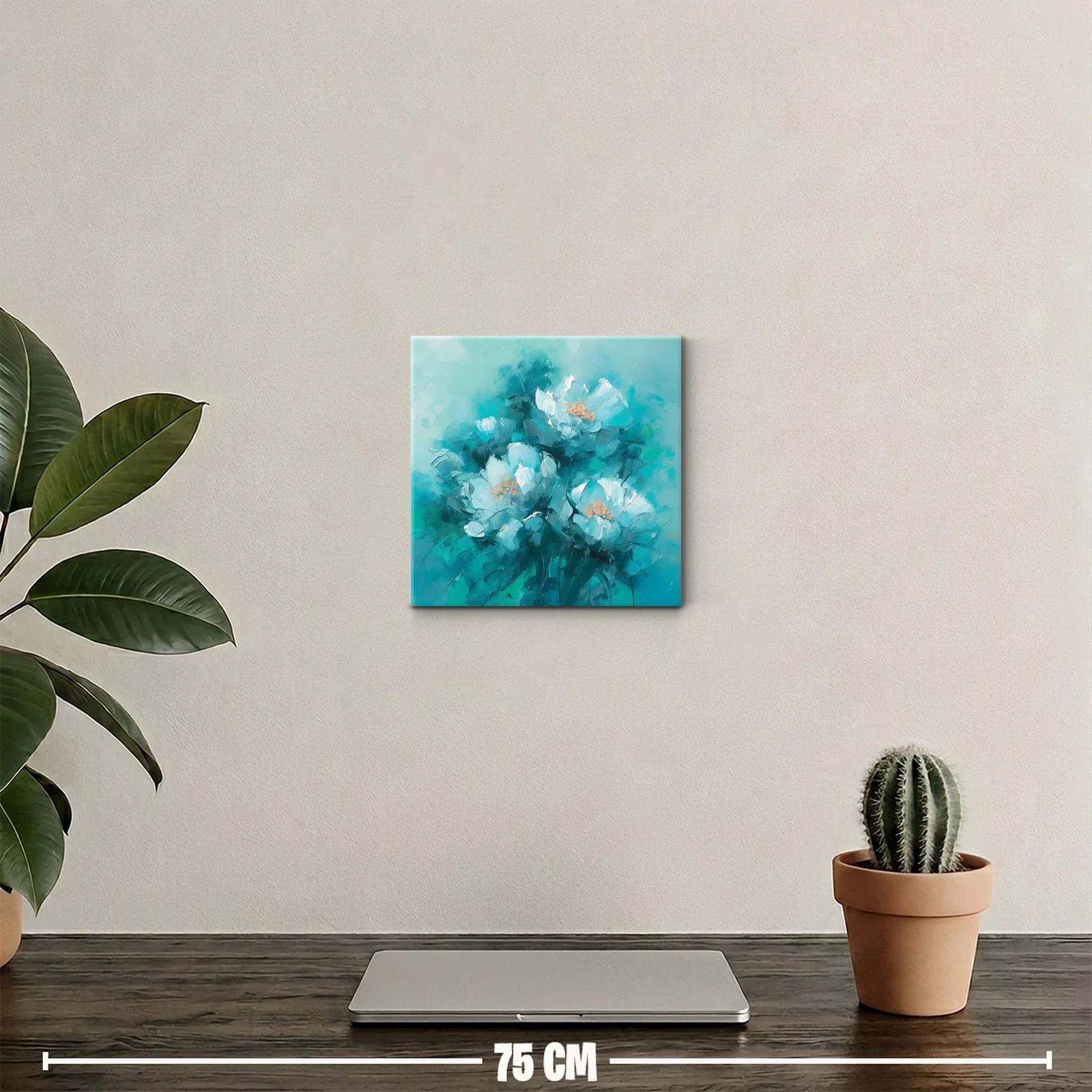 Cuadro decorativo con flores en tonos azul y blanco — miniatura 2
