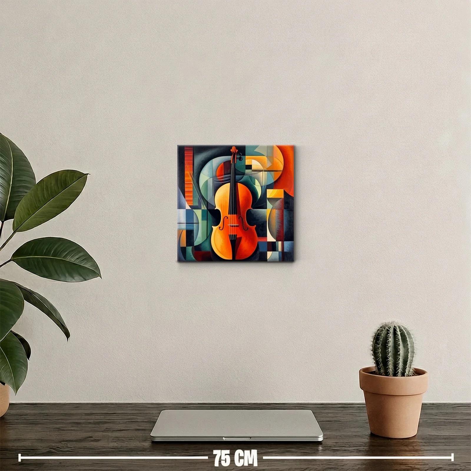 Cuadro decorativo con violonchelo en estilo cubista colorido — miniatura 2