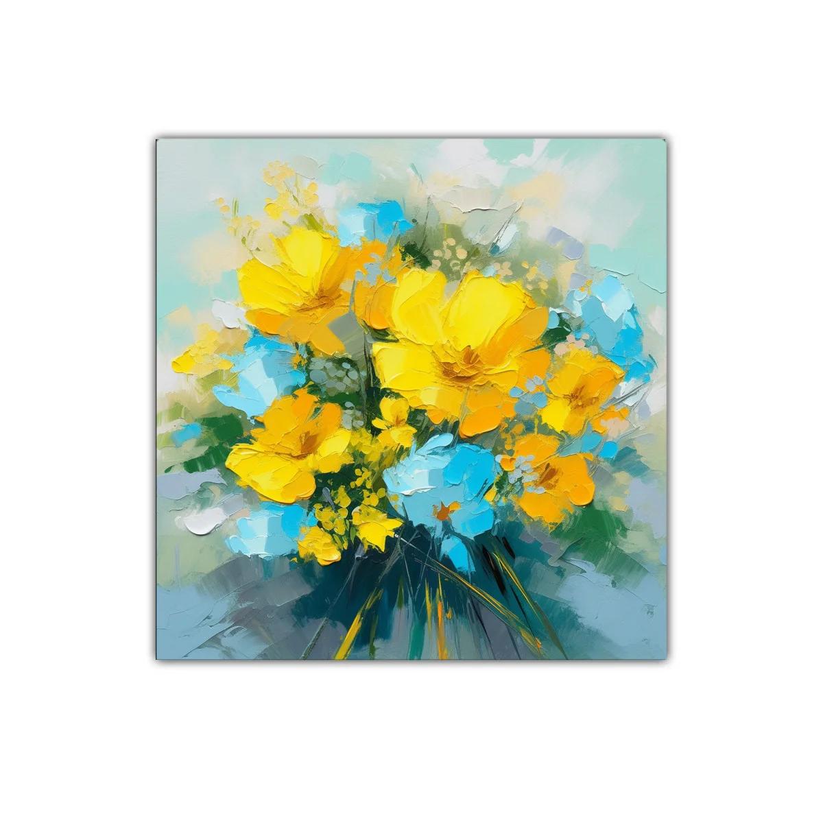 Brillante ramo de flores amarillas y azules vibrantes — imagen principal