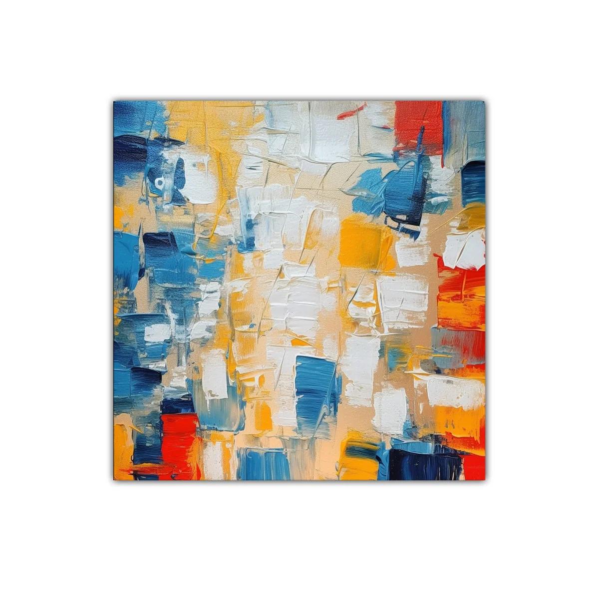 Cuadro abstracto con vibrantes tonos azules y naranjas — imagen principal