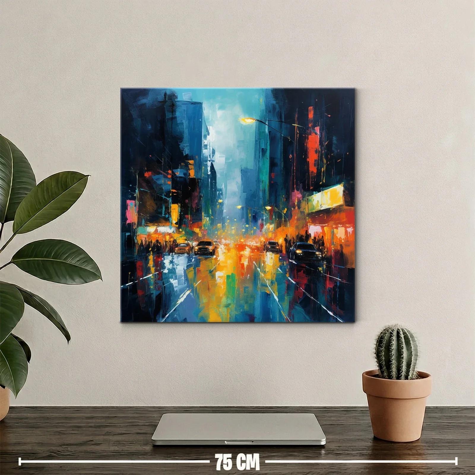 Ciudad nocturna iluminada con reflejos vibrantes de luz — miniatura 2