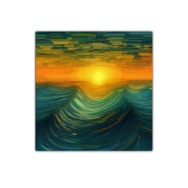 Inspirador atardecer con ondas marinas en tonos cálidos