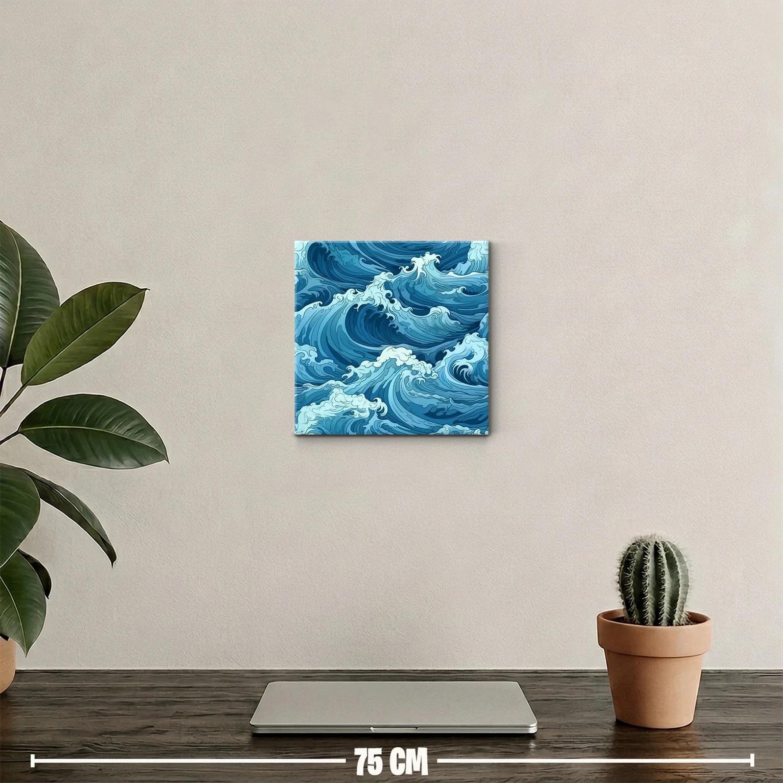 Cuadro decorativo con diseño de olas azules dinámicas — miniatura 2