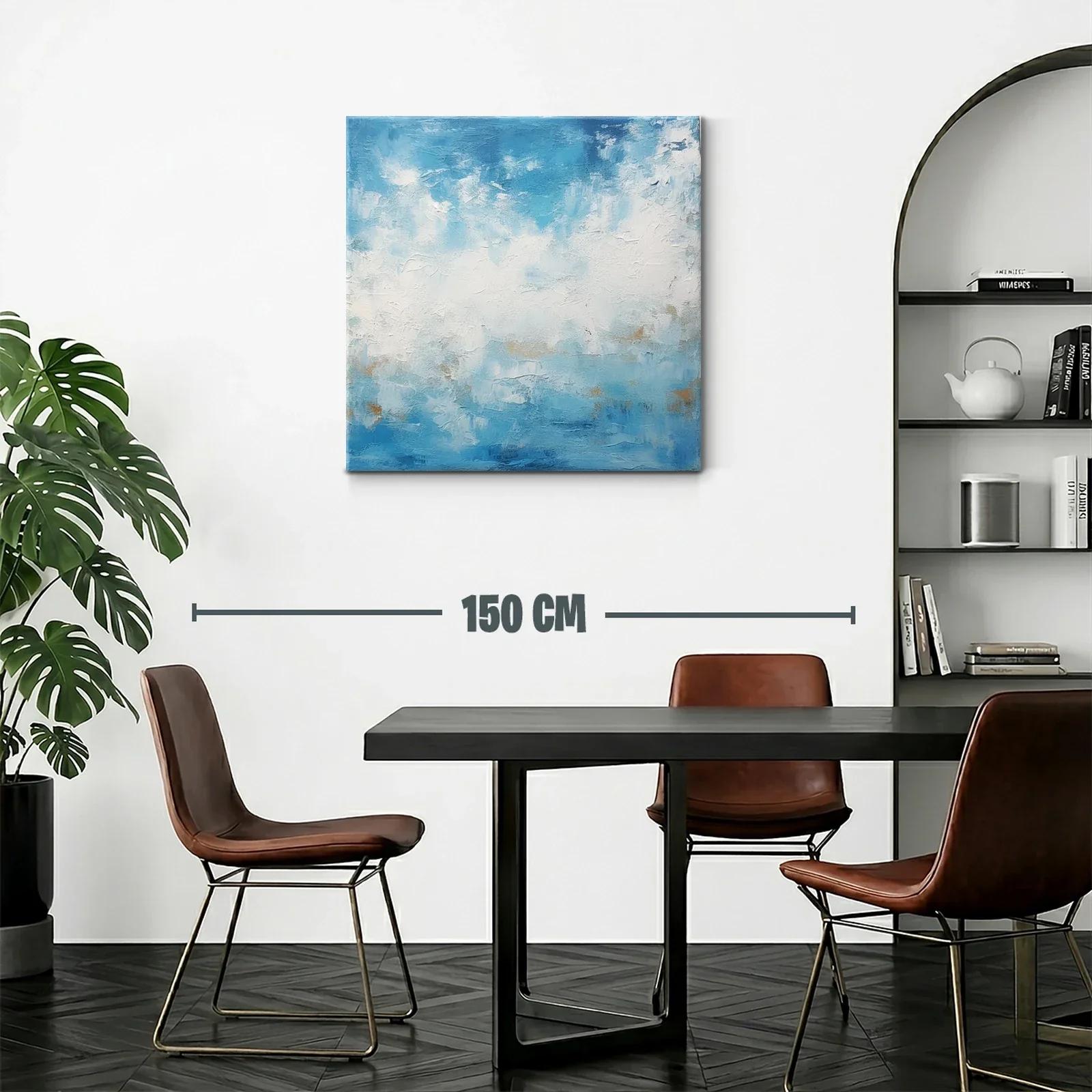Abstracto en tonos azules y blancos con toques dorados — miniatura 2
