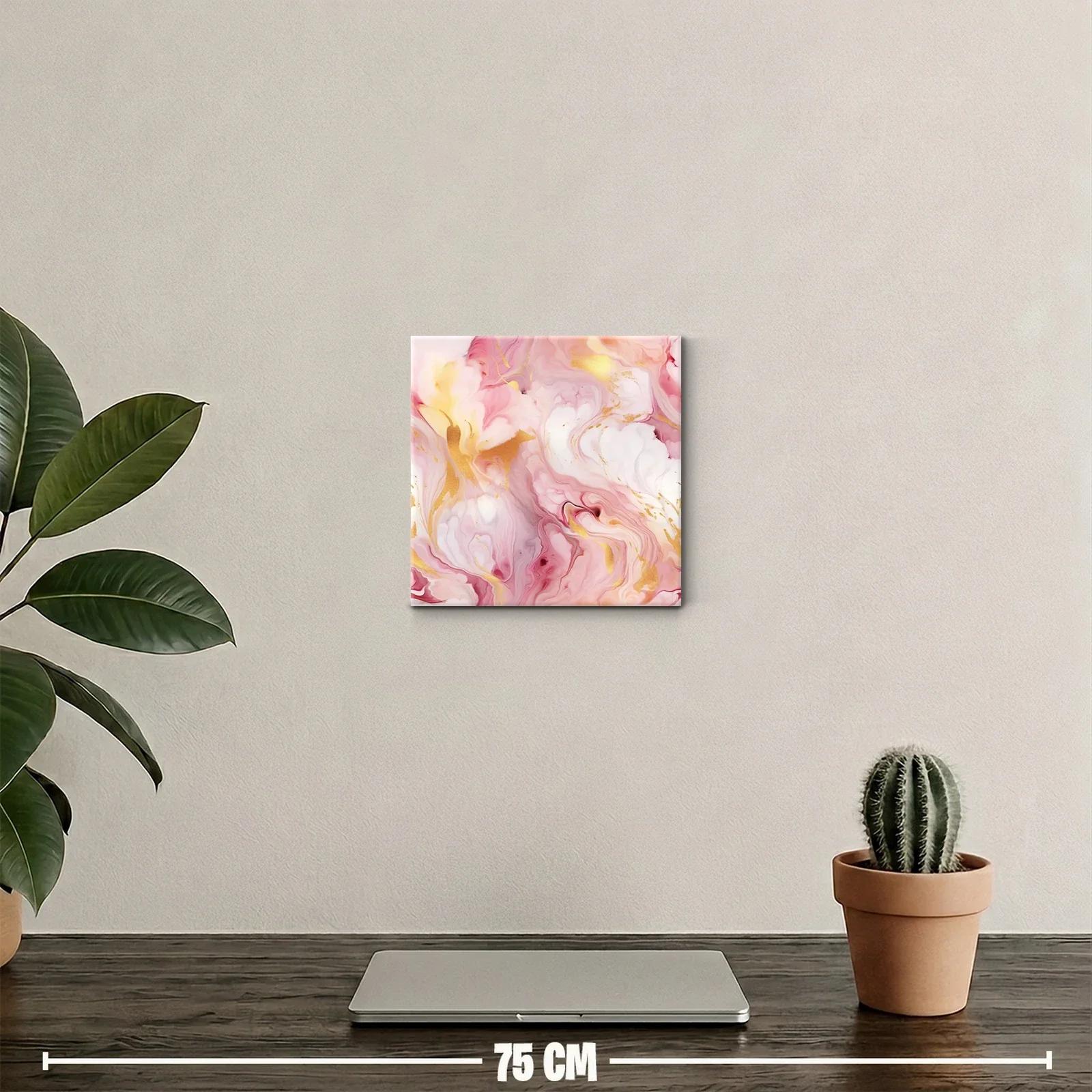 Cuadro decorativo con diseño abstracto en tonos rosas y dorados — miniatura 2