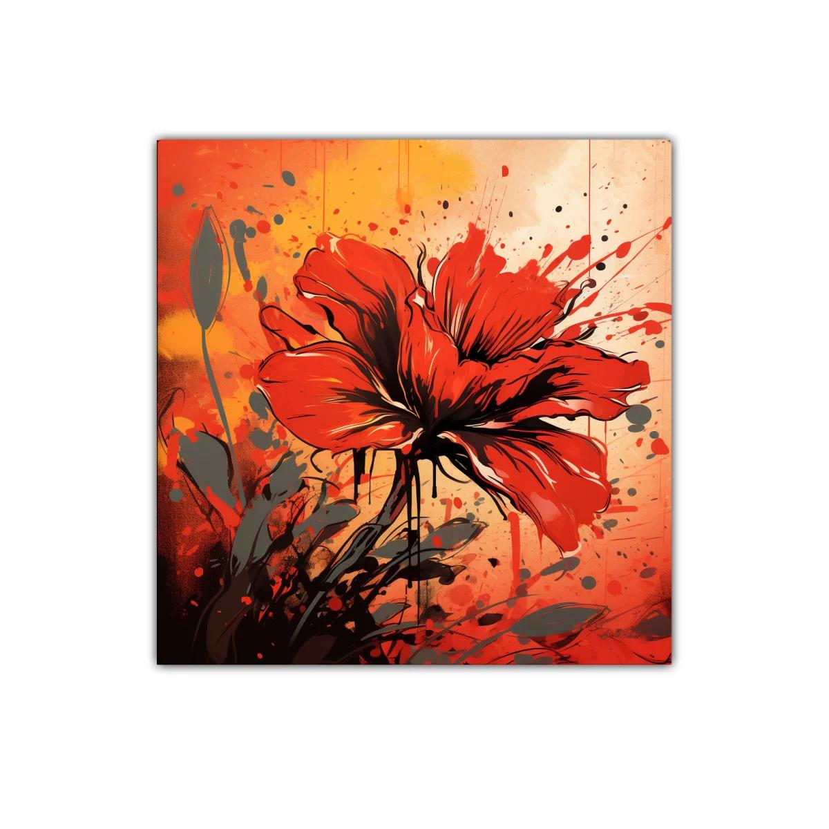 Flor roja vibrante sobre fondo cálido y dinámico — imagen principal