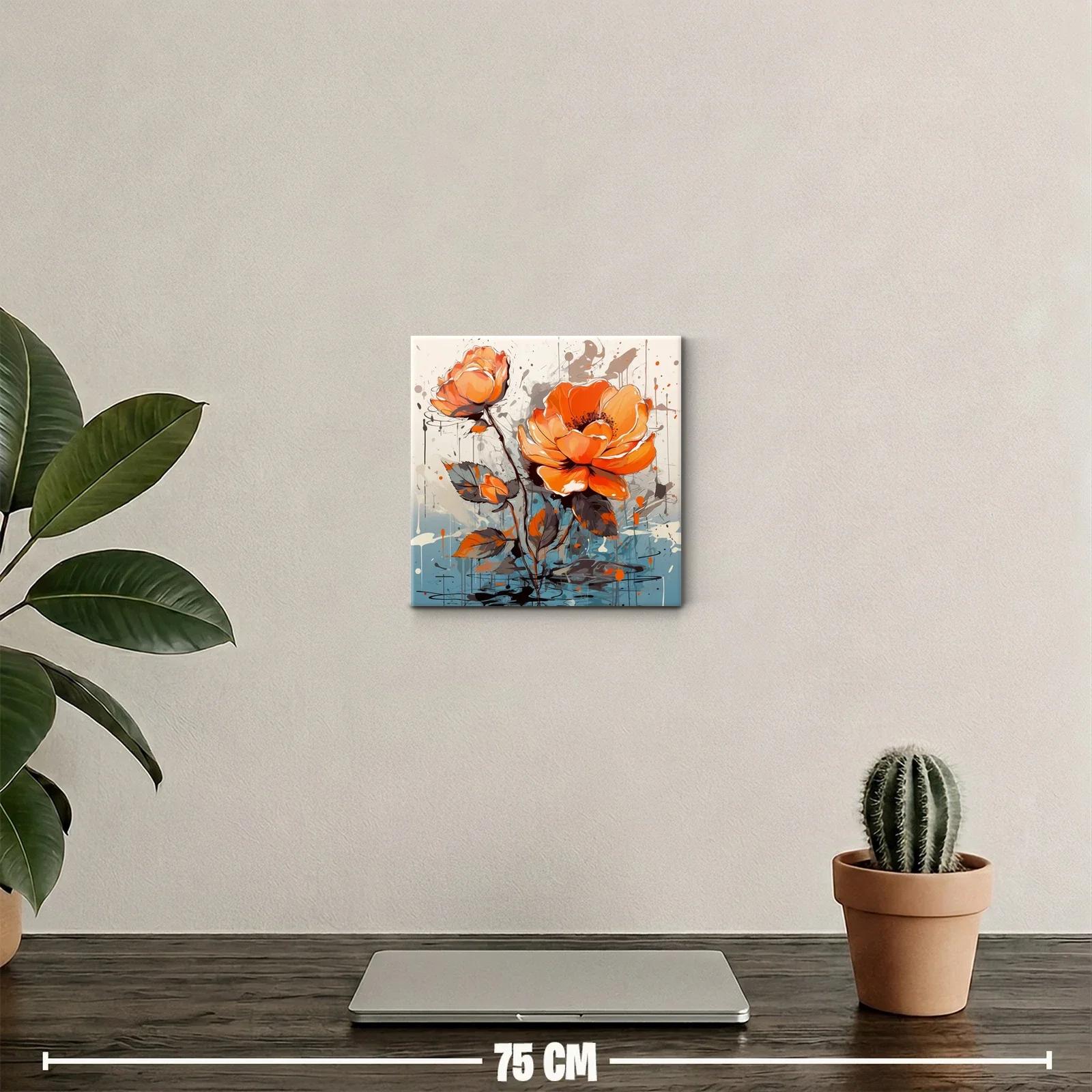 Cuadro decorativo con flores naranjas y estilo moderno — miniatura 2