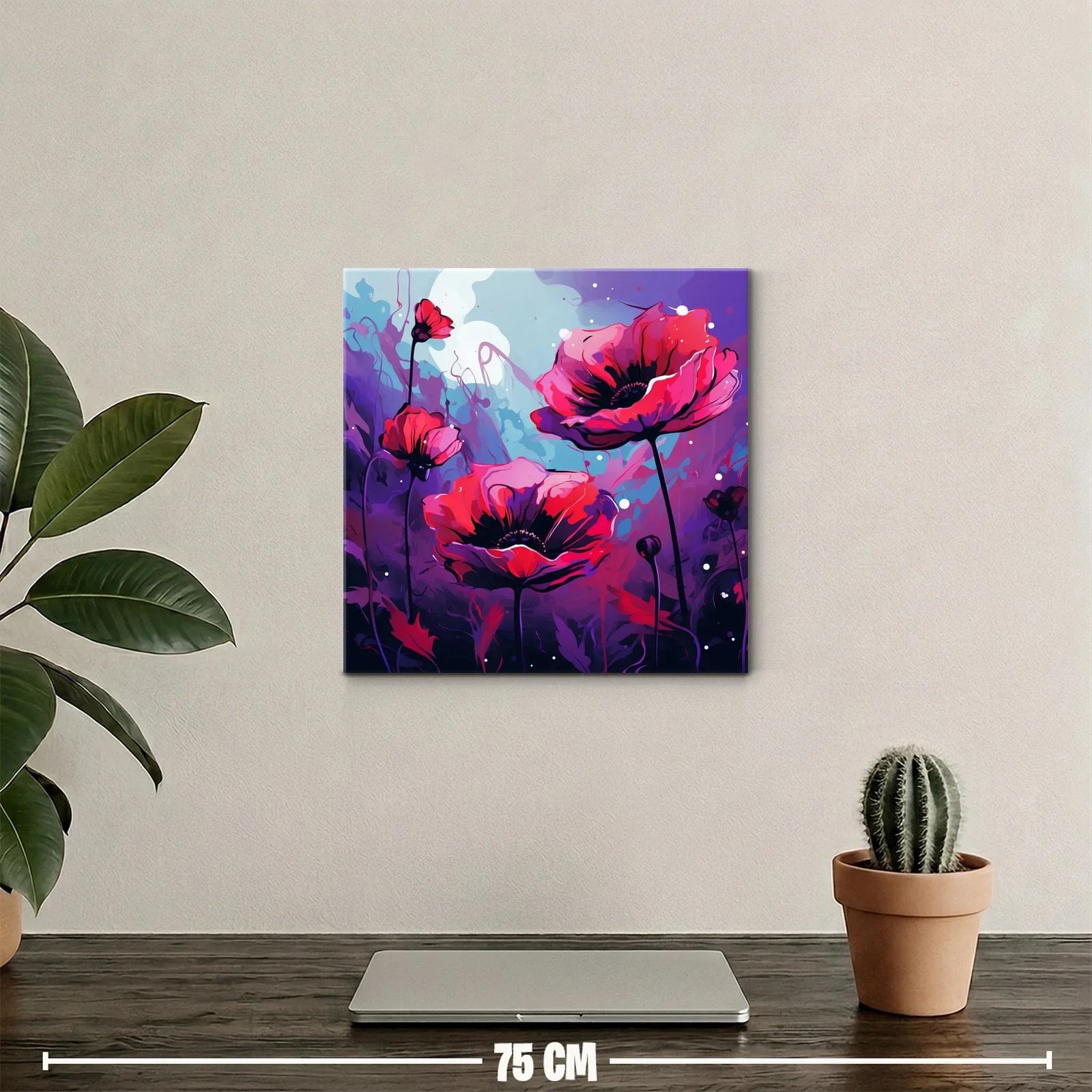 Flores rojas vibrantes sobre fondo púrpura y azul — miniatura 2