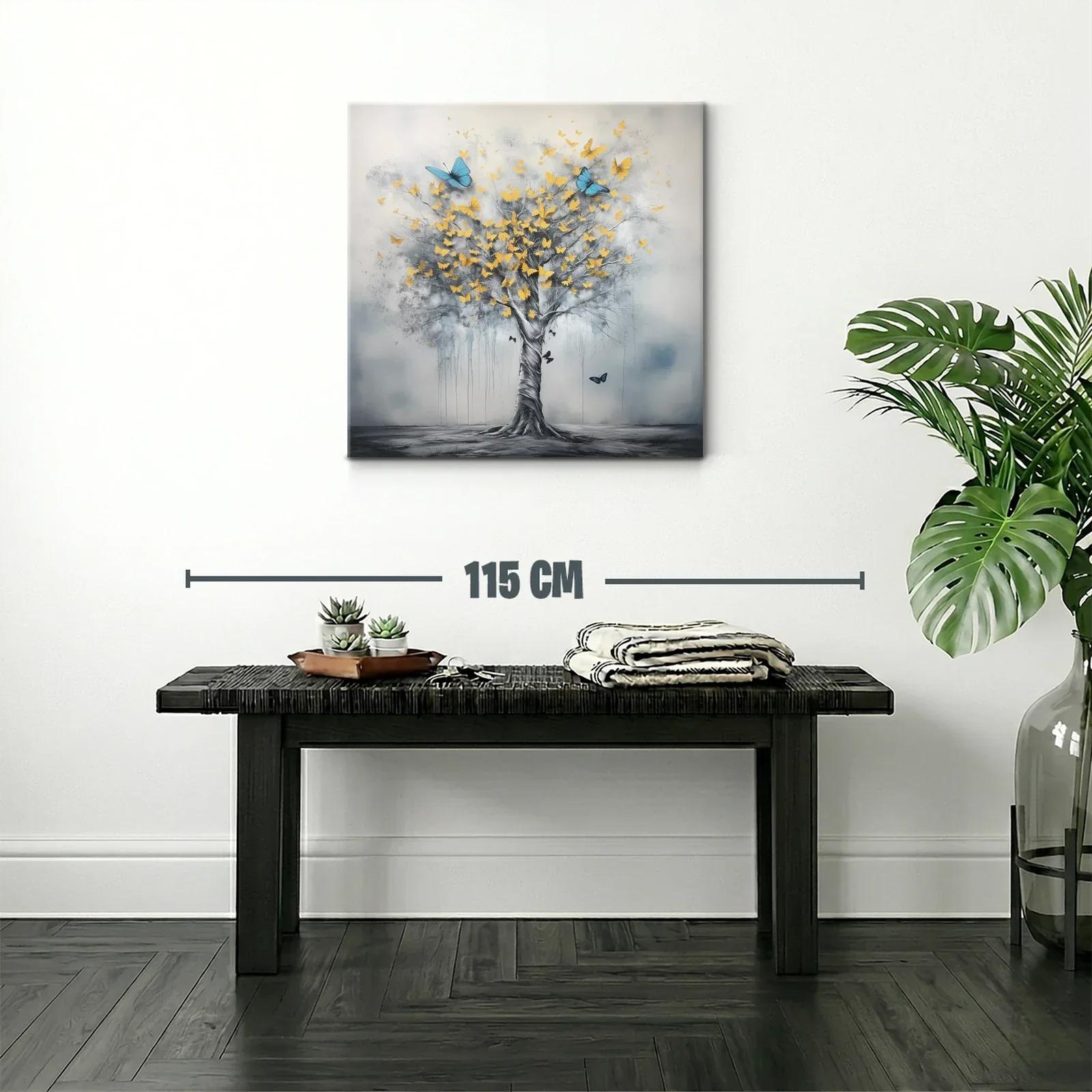 Árbol con mariposas doradas y azules en movimiento — miniatura 2