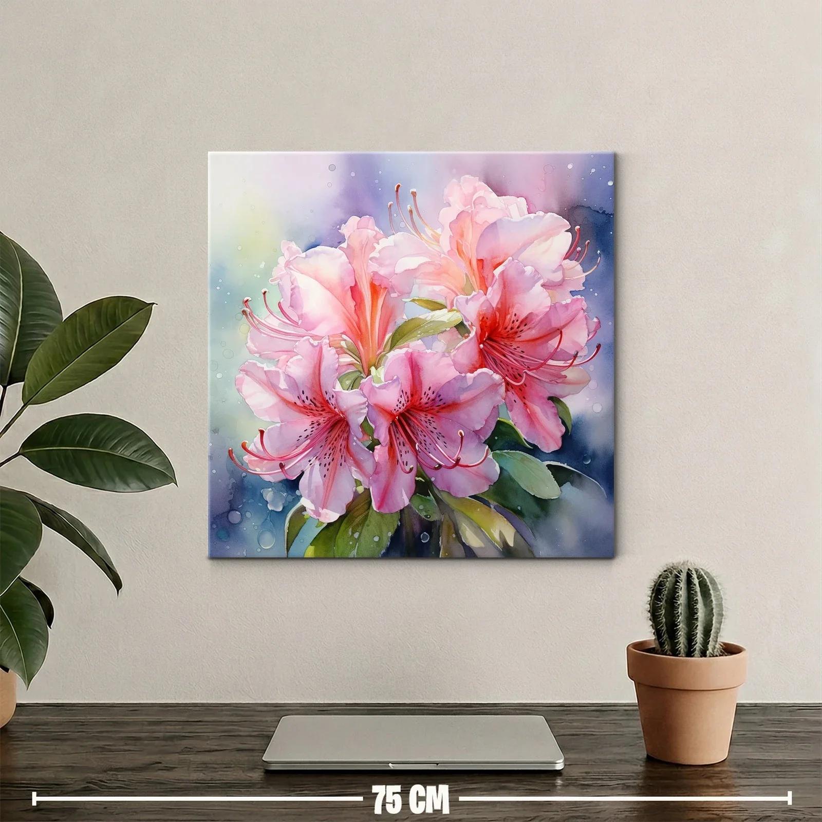 Cuadro floral con lirios rosas en acuarela delicada — miniatura 2