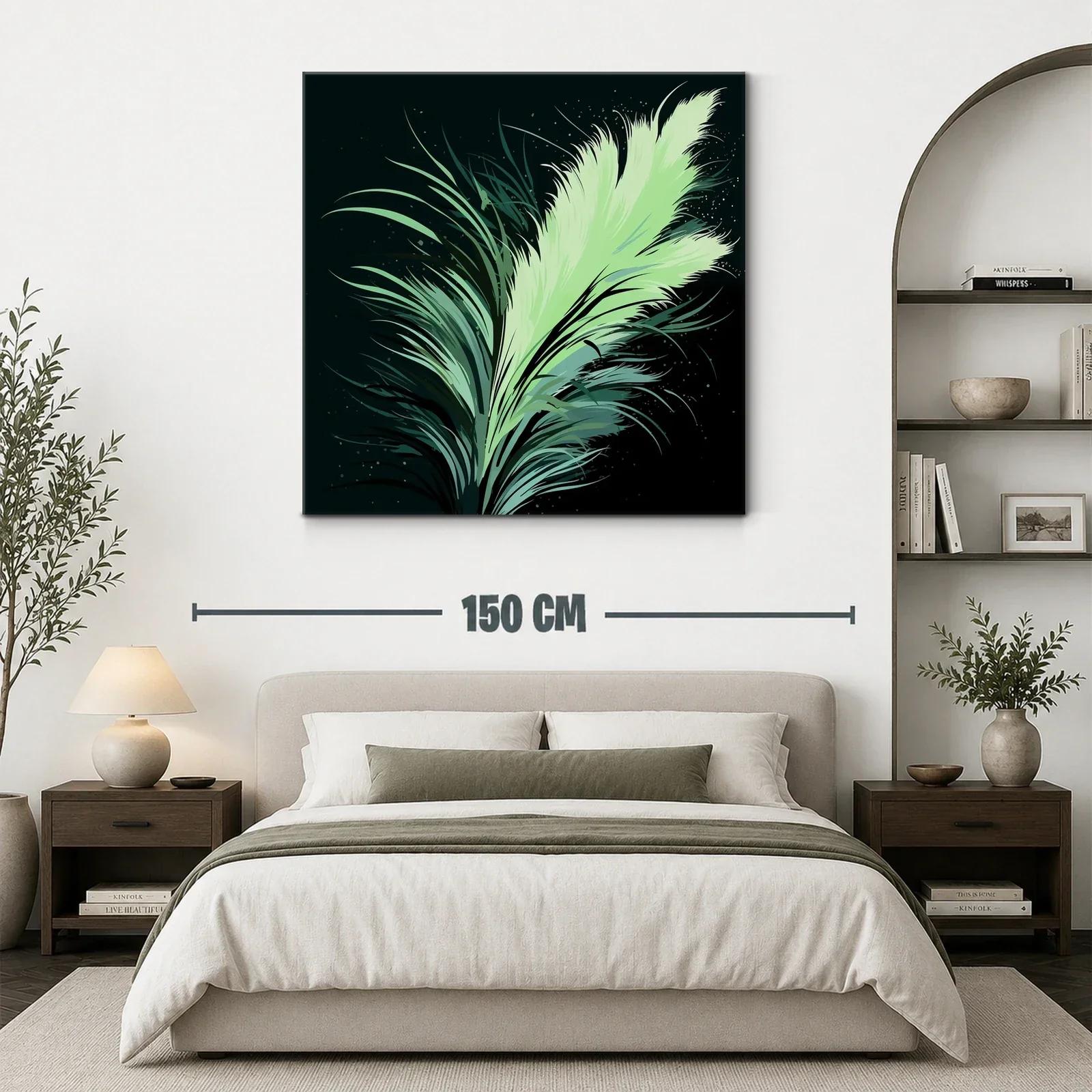 Pluma Verde en Movimiento sobre Fondo Oscuro — miniatura 3