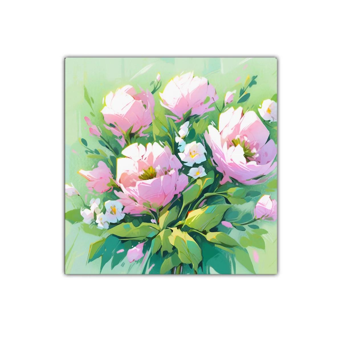 Cuadro decorativo con ramo de flores rosas y verdes — imagen principal